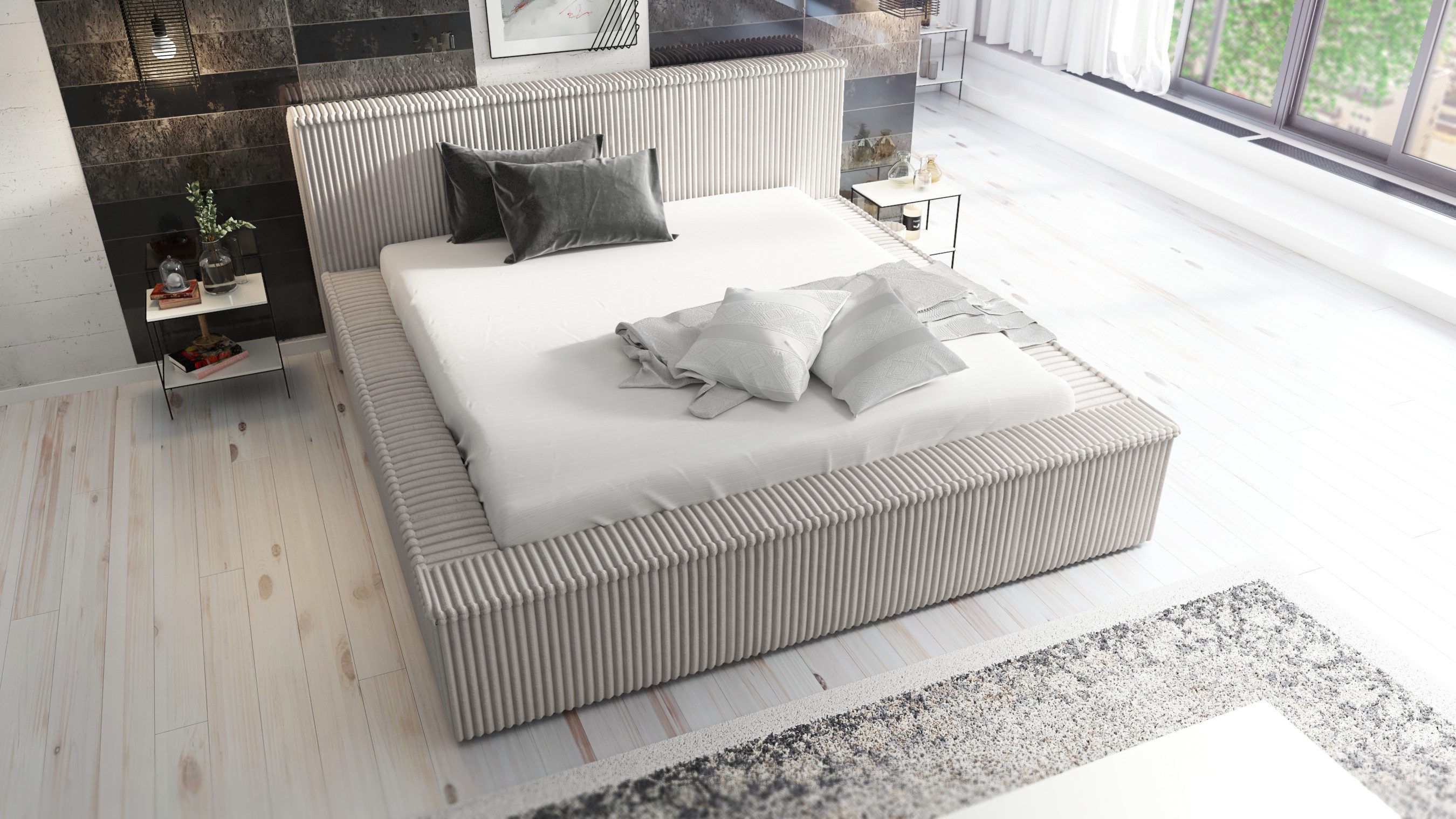 A&J MöbelLand GmbH Polsterbett RIO-OM mit Bettkasten und Lattenrost. (Bett günstig online kaufen