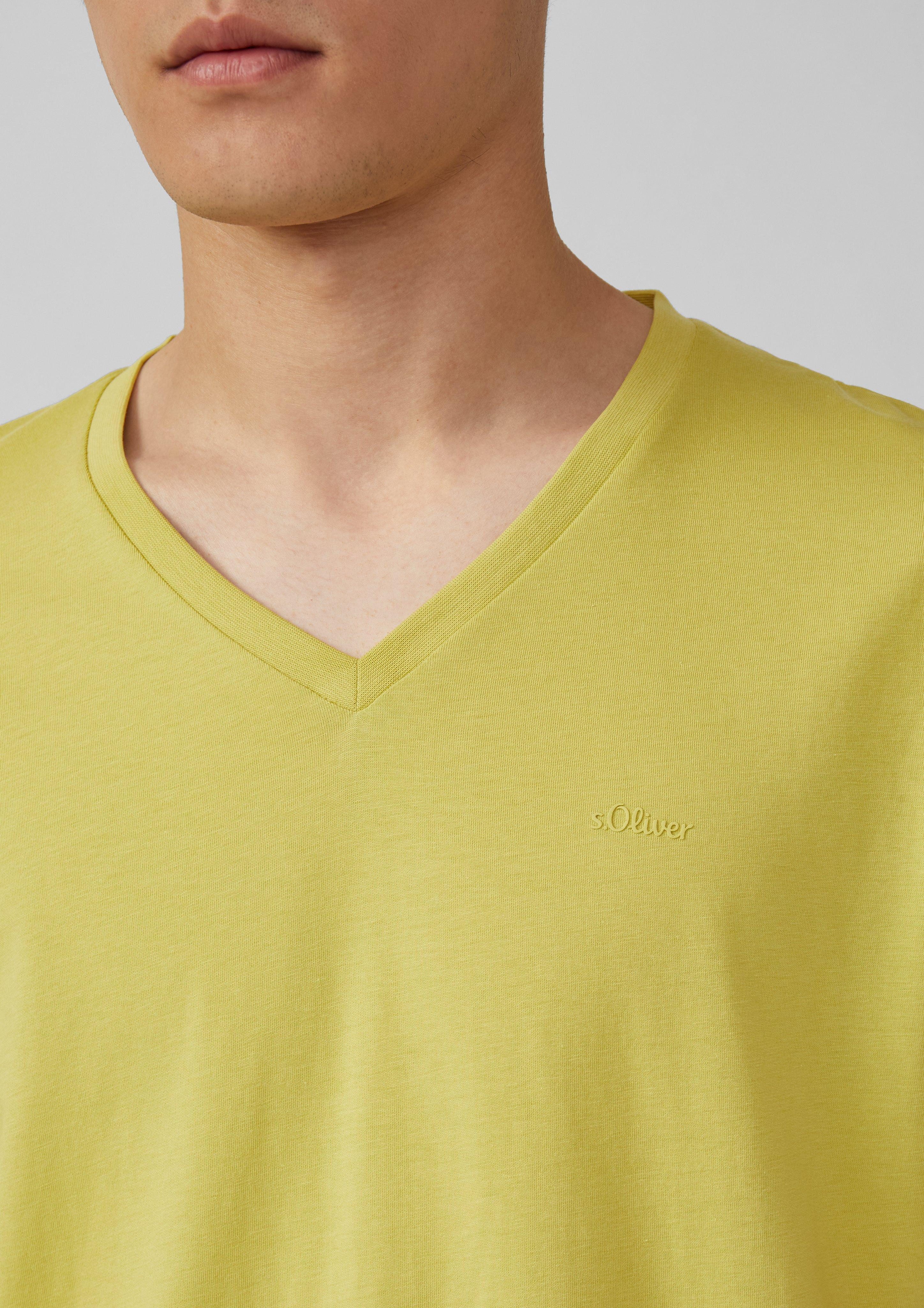 s.Oliver Kurzarmshirt Baumwoll-T-Shirt mit V-Ausschnitt und günstig online kaufen
