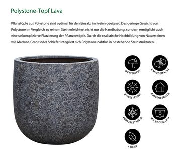 Dehner Übertopf Lava, rund, Polystone, schwarz, Pflanzkübel für den Außenbereich, massive Optik, leichtes Material