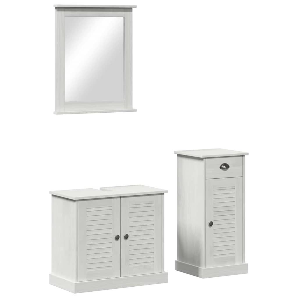 vidaXL Badezimmer-Set Badezimmermöbel-Set 3 Stk. Antik Weiß Massives Kiefernholz, (3-St)