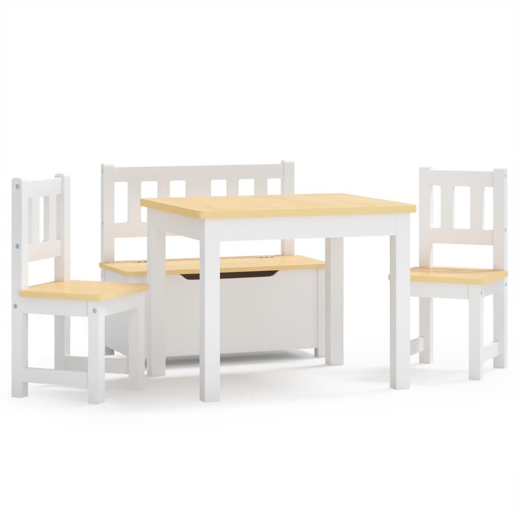 vidaXL Kindersitzgruppe NA Kinder Sitzgruppe Kindermöbel Set 4tlg Kindertisch 2x Stuhl Bank We