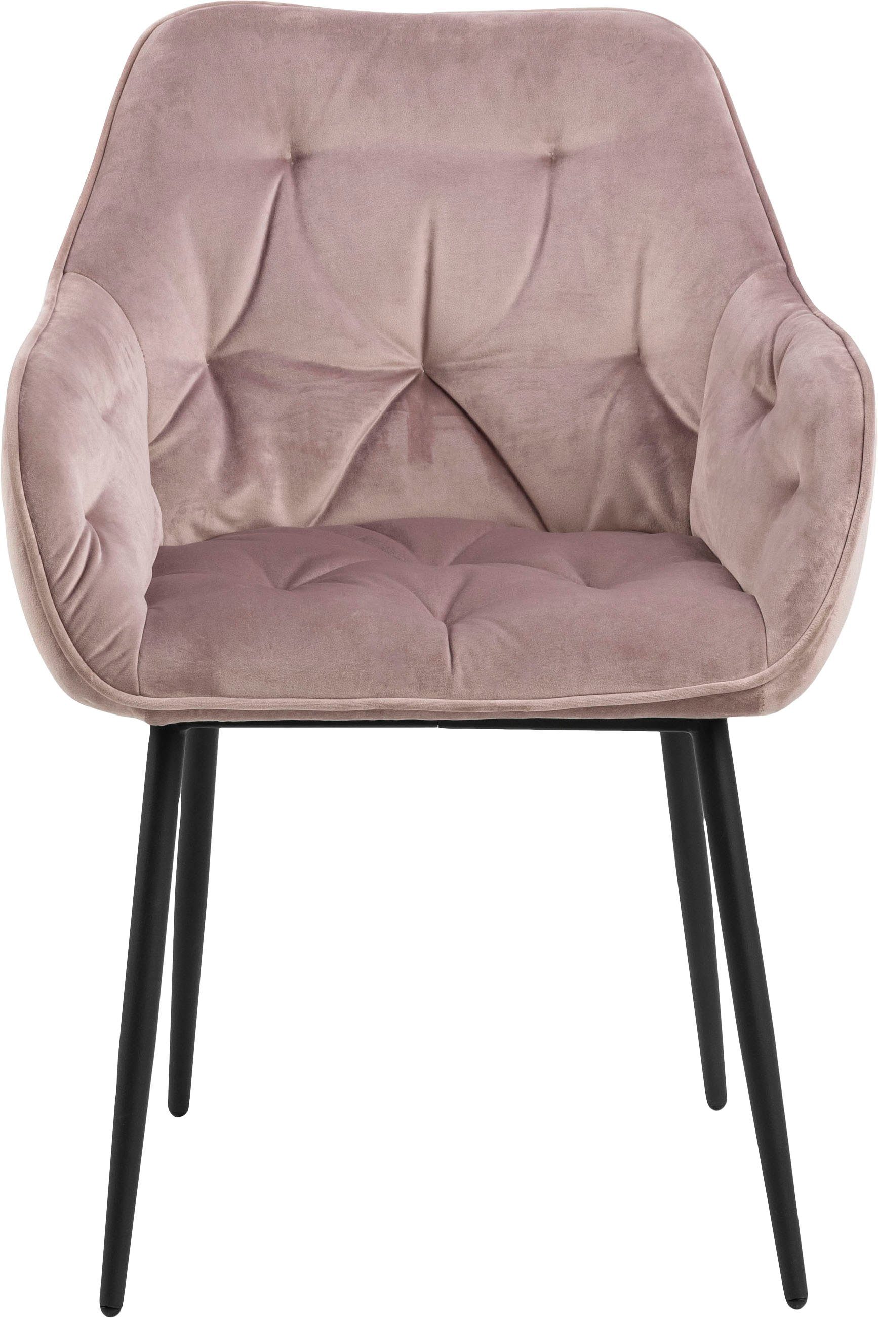 ACTONA GROUP Bistrostuhl (Set, 2 Samtbezug, Steppungen; dusty | 79cm rosa St), Sitzhöhe mit hellrose