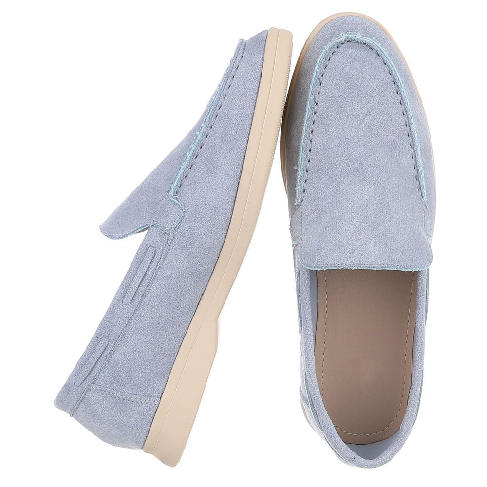 Ital-Design Eleganter Damen Slip-On Schuh mit hohem Tragekomfort Slipper (90927392) Blockabsatz Mokassins in Hellblau