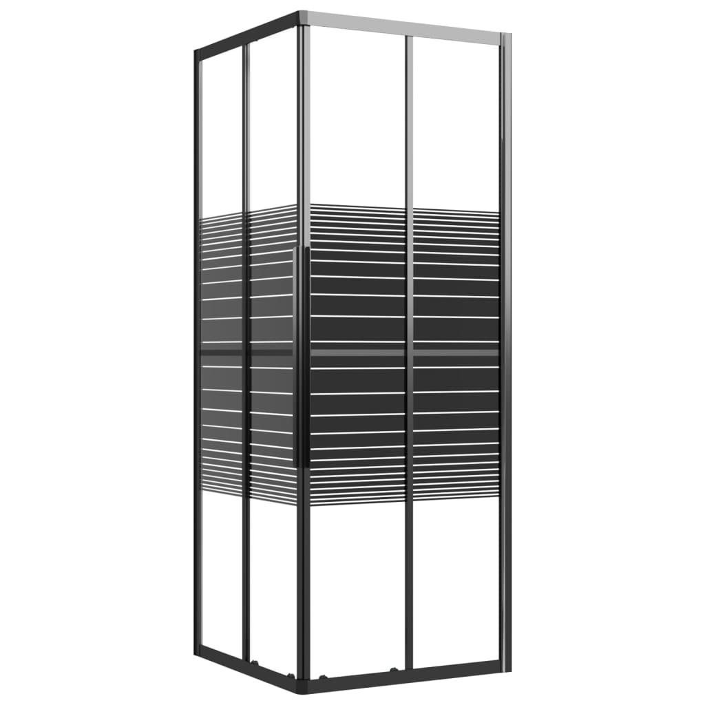 Duschwand Duschkabine mit Streifen ESG 80x80x180 cm Schwarz