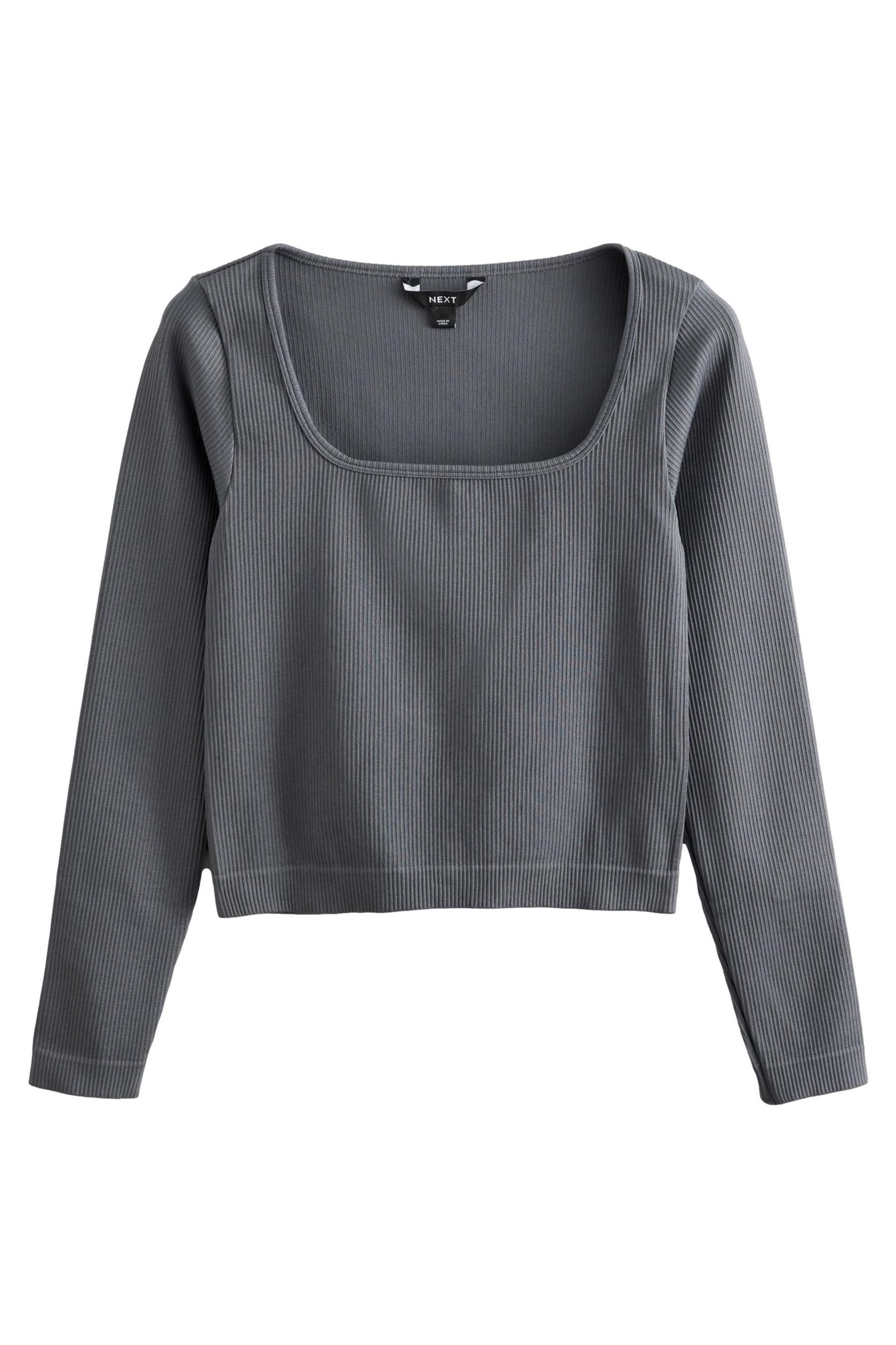 Next Langarmshirt Geripptes Langarmtop mit tiefem günstig online kaufen