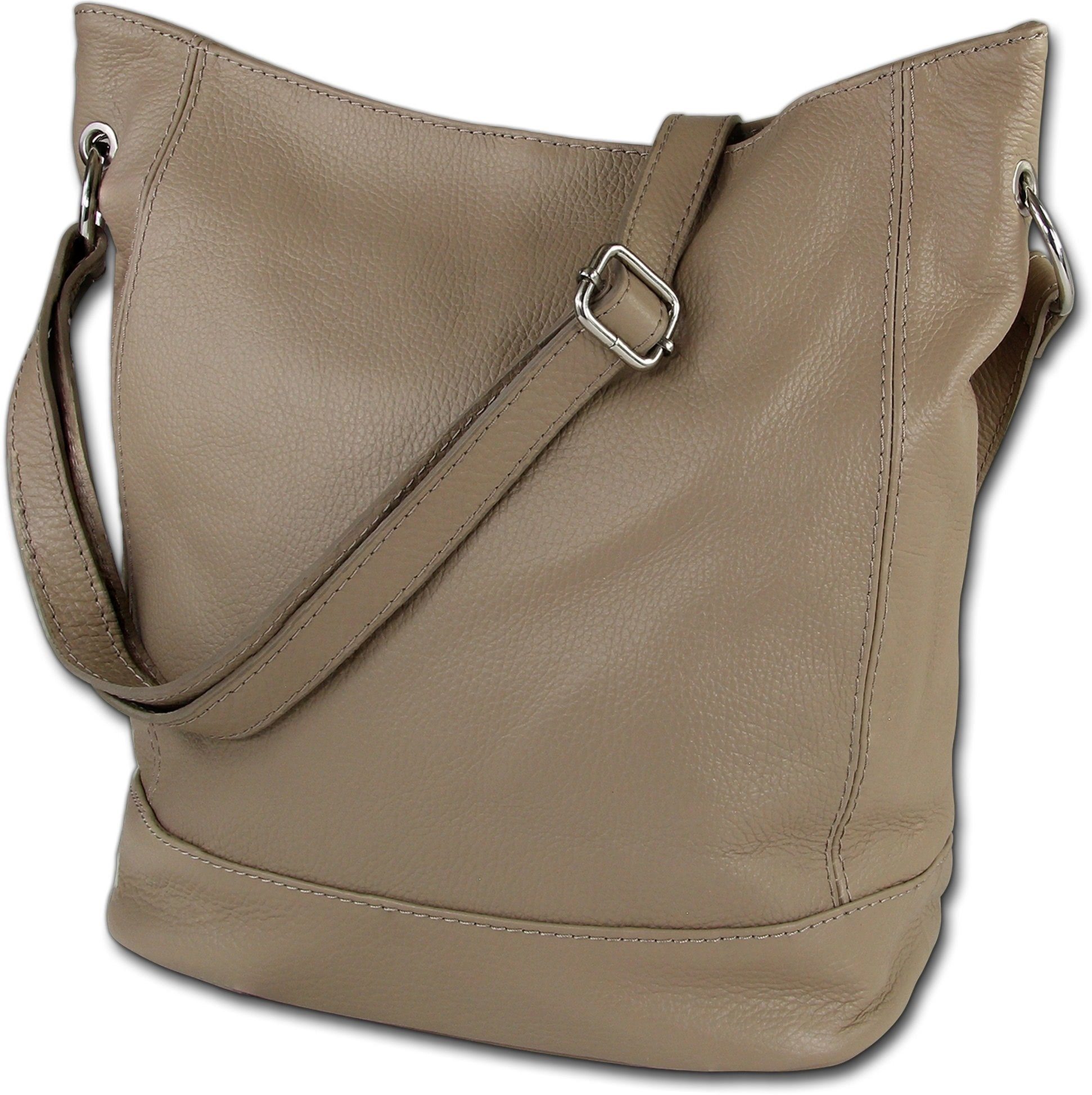 Toscanto Shopper Toscanto Schultertasche, Shopper (Schultertasche, Shopper), Damen Tasche Echtes Leder taupe, beige, Made-In Italy