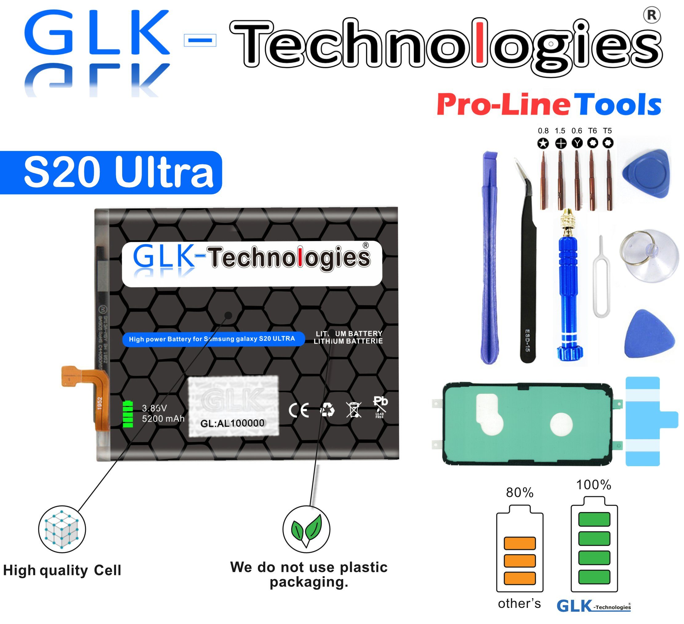 GLK-Technologies GLK für SM-G988B Ultra S20 Werkzeug Samsung Set Handy-Akku Akku Galaxy