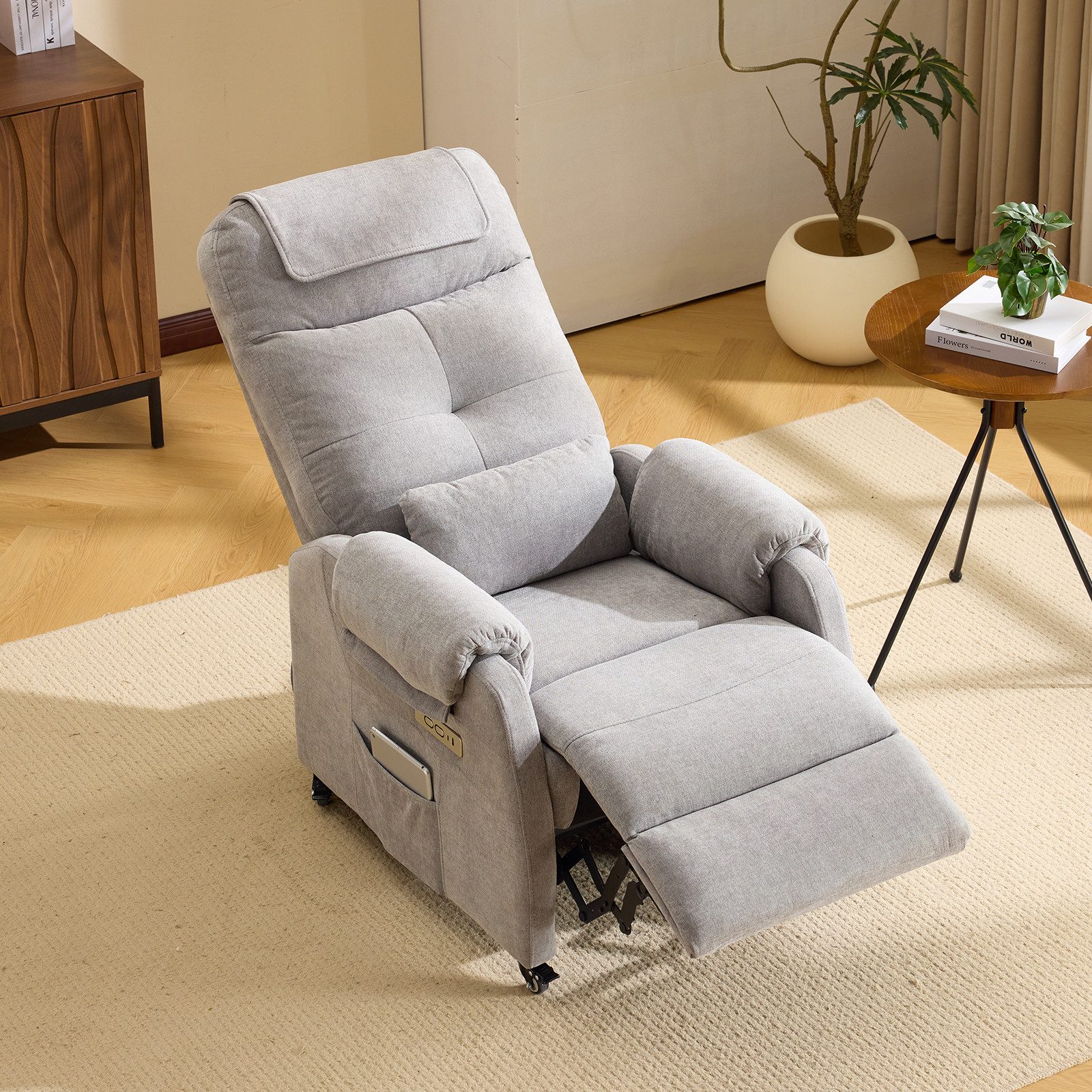 Bonnlo Relaxsessel mit Liegefunktion, 6-Punkt-Massage & Wärmefunktion, USB-C & USB-A (1-St), Liegefunktion, TV Sessel, 6-Punkt-Massage & Wärmefunktion
