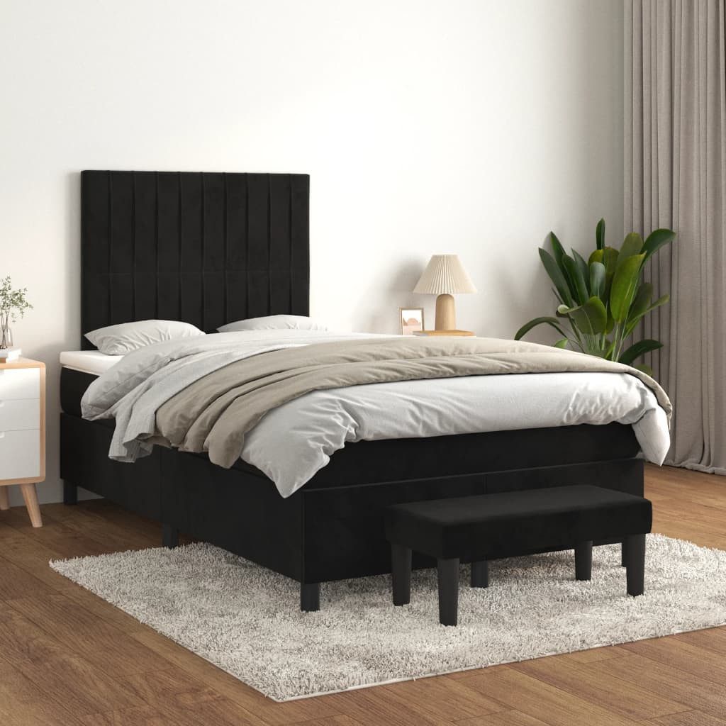 vidaXL Boxspringbett, Boxspringbett mit Matratze Schwarz 120x200 cm Samt günstig online kaufen