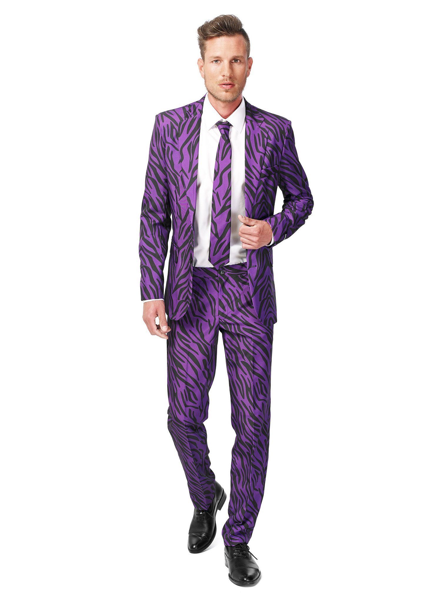 SuitMeister Partyanzug SuitMeister Pimp Tiger Kostüm Anzug - für Karneval, Für coole Typen: ausgefallener Party Anzug mit Tigermuster