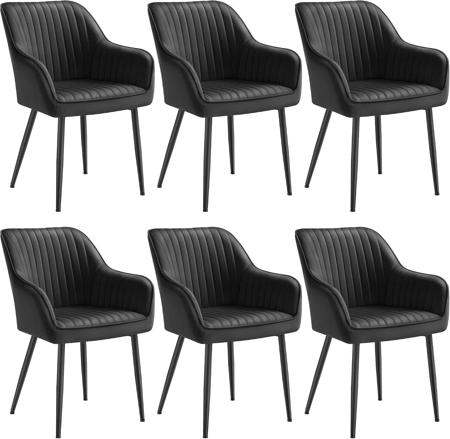 SONGMICS Esszimmerstuhl Küchenstuhl aus Samt, Polsterstuhl mit Armlehnen, Loungesessel (6 St), 6er Set, Metallbeine, bis 120 kg belastbar