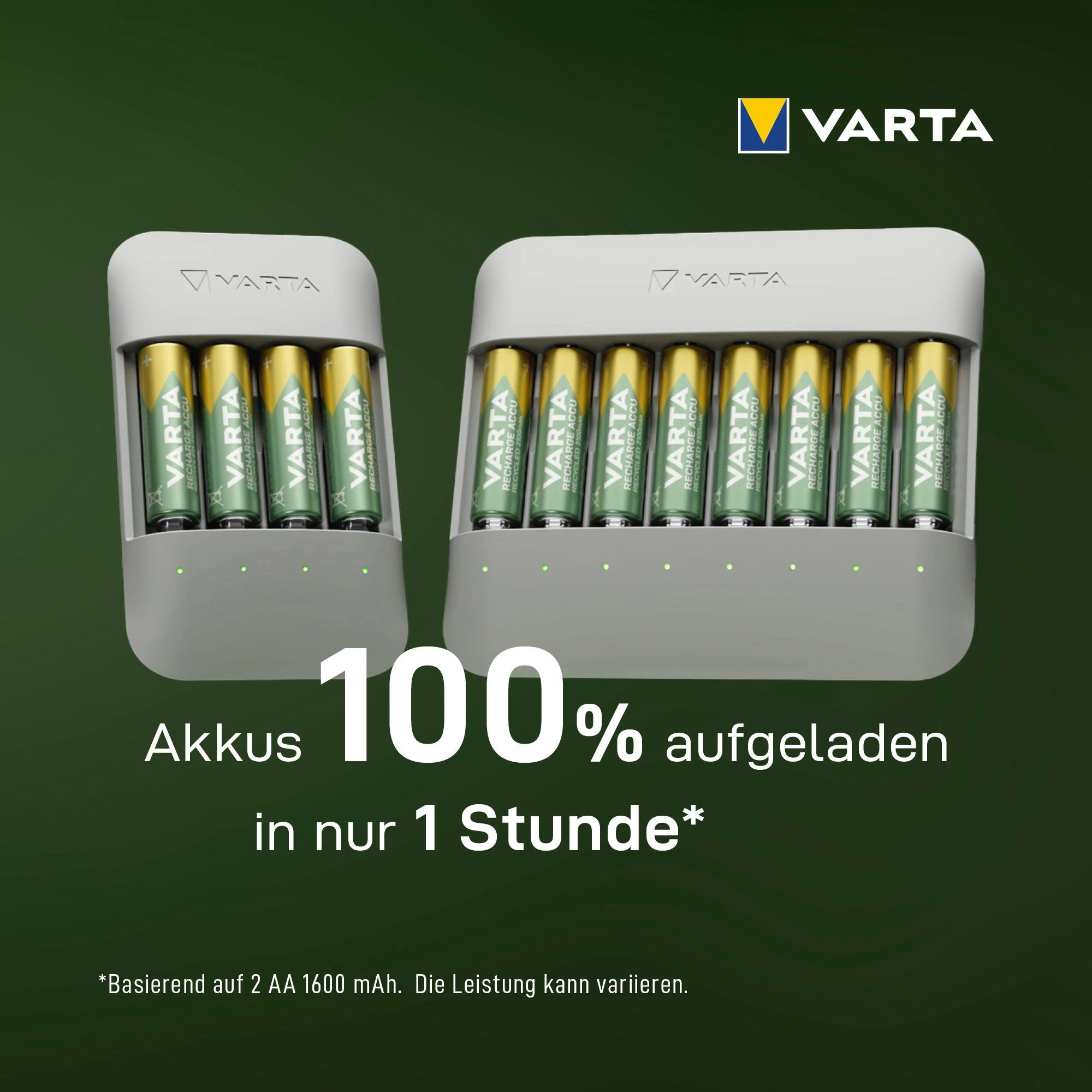 VARTA Eco Charger Multi Recycled + 8x AA 2100 mAh Batterie-Ladegerät (2000 mA, Packung)