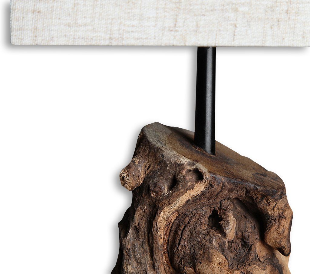 Levandeo® Nachttischlampe, Lampe Tischlampe Treibholz Holz Tischleuchte Holzlampe aus 45cm Beige