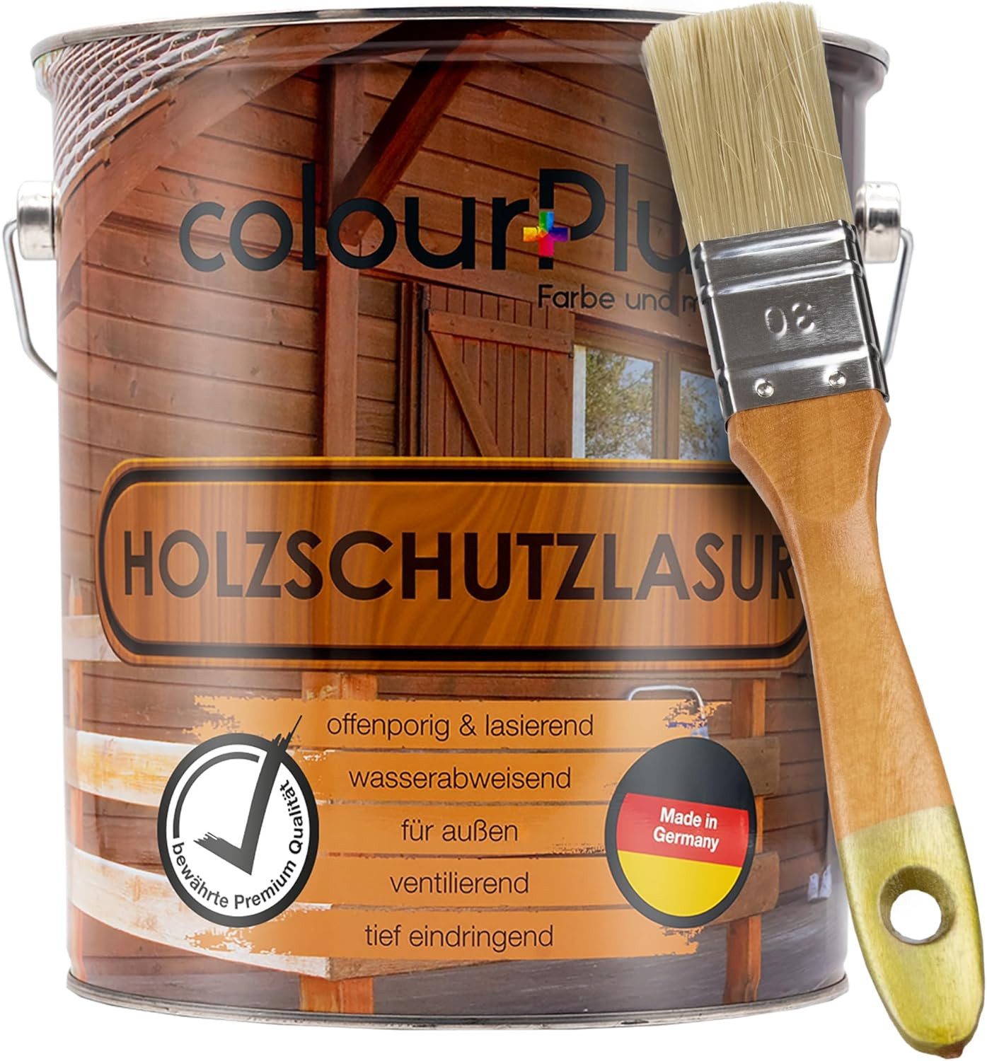 ColourPlus Holzschutzlasur Holzschutzlasur, Holzschutzlasur außen, offenporig, UV- & Witterungsschutz, lasierend