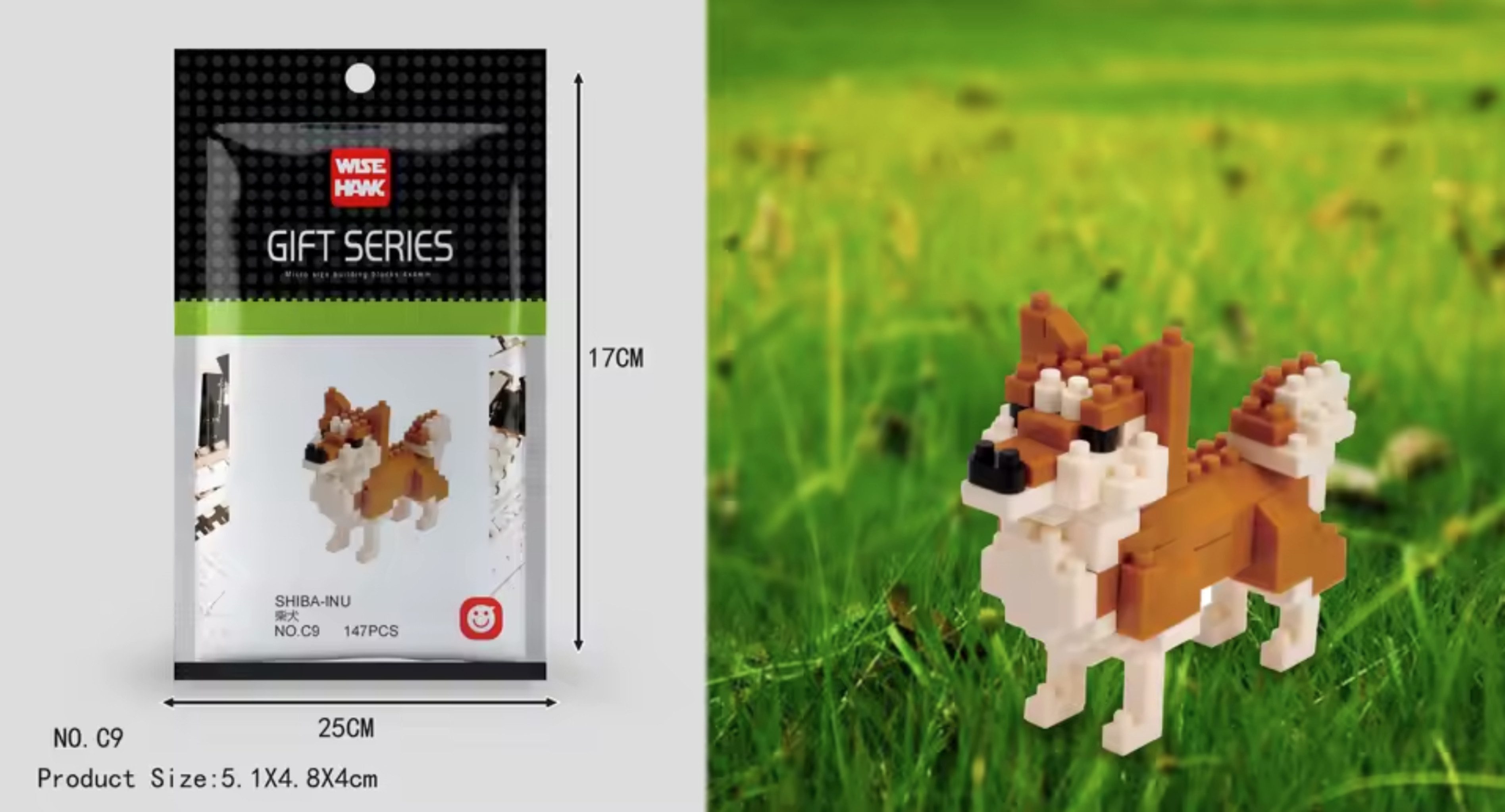 Tinisu Shiba Inu Hund Figur Tier Bausteine Modell LNO Micro-Bricks Konstruktions-Spielset