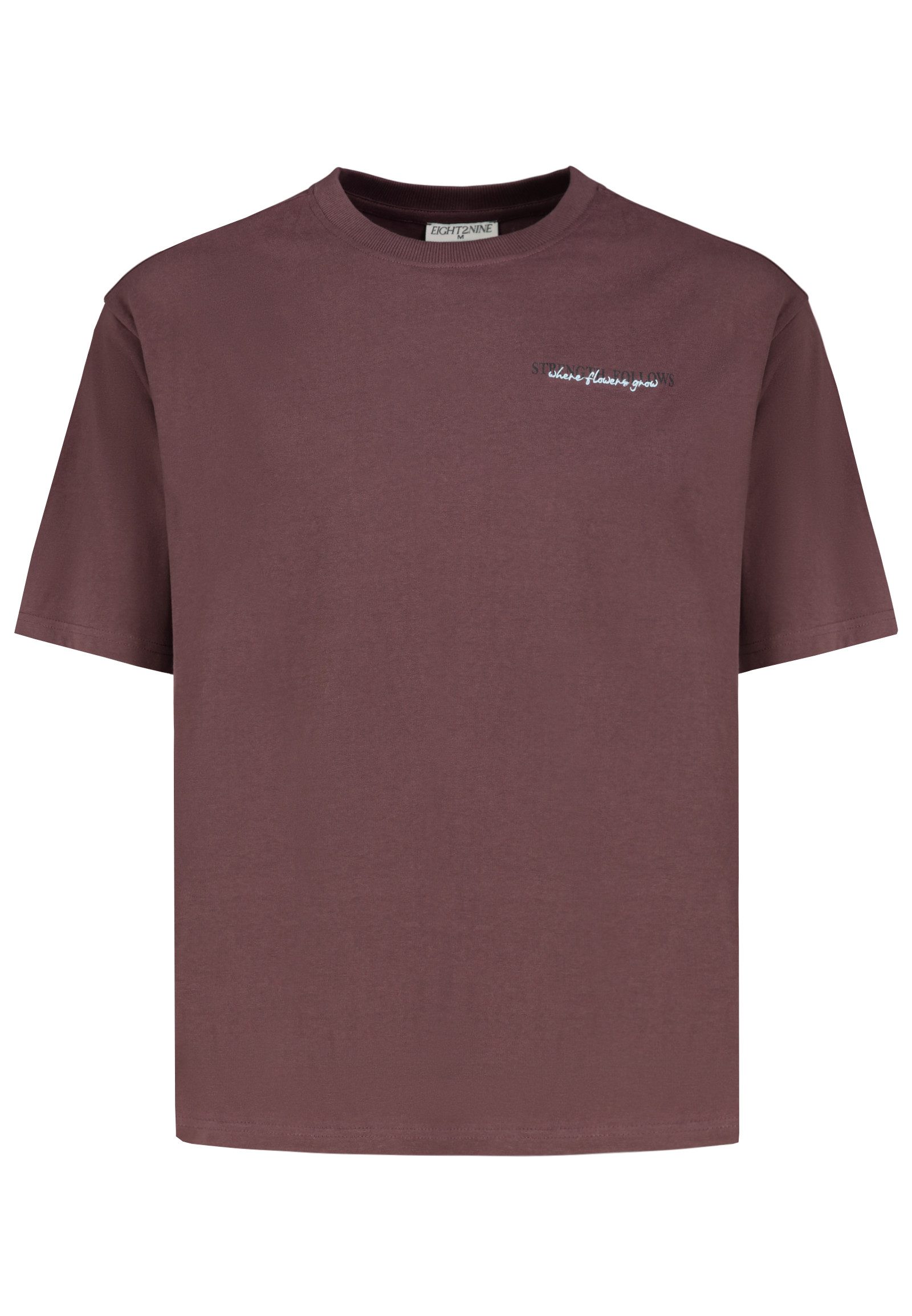 Eight2Nine T-Shirt Herren Baumwollshirt mit Print Oversized Fit, Druck und Stickerei hinten