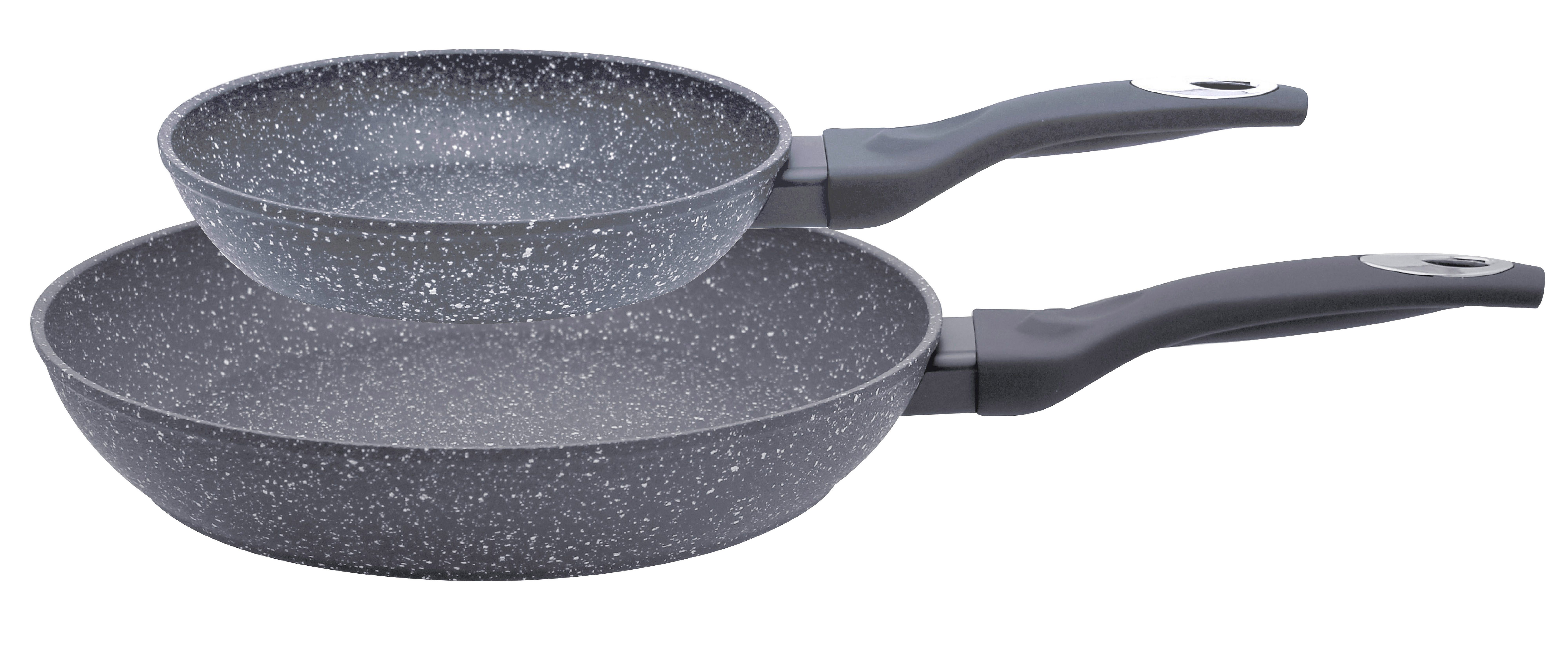 Elo Pfannen-Set Granit Passion 2-teilig (20/28 cm), Aluminium (Set, 2-tlg., je 1 Bratpfanne Ø 20/28 cm), extra raue Oberfläche mit weißen Punkten