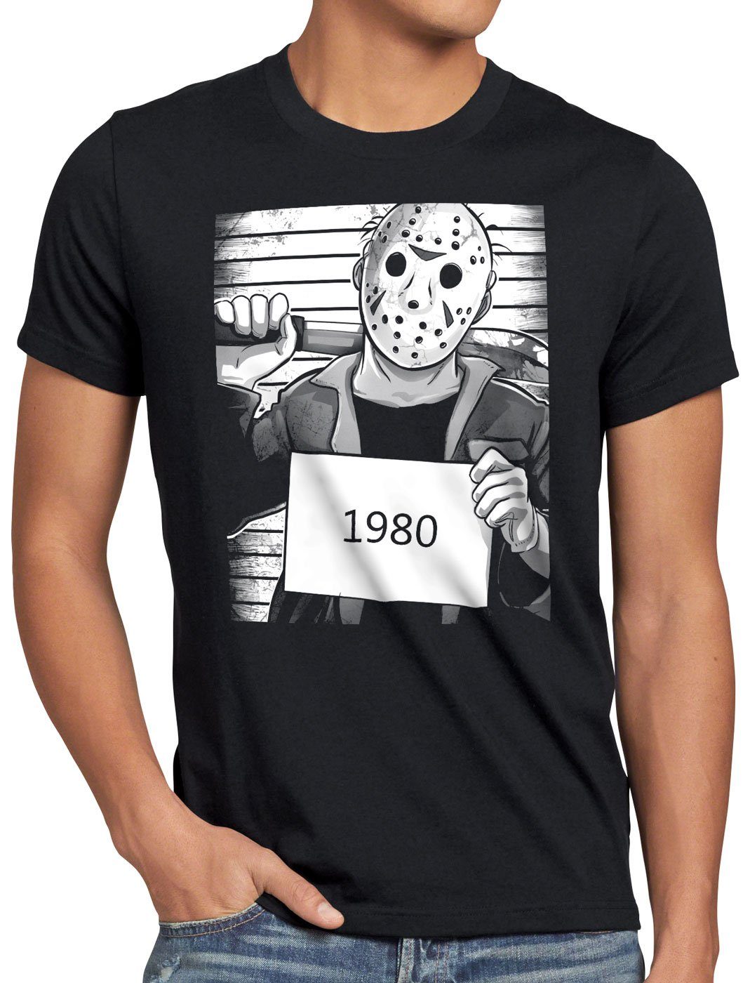 style3 Print-Shirt Herren T-Shirt Jason 1980 halloween horror voorhees