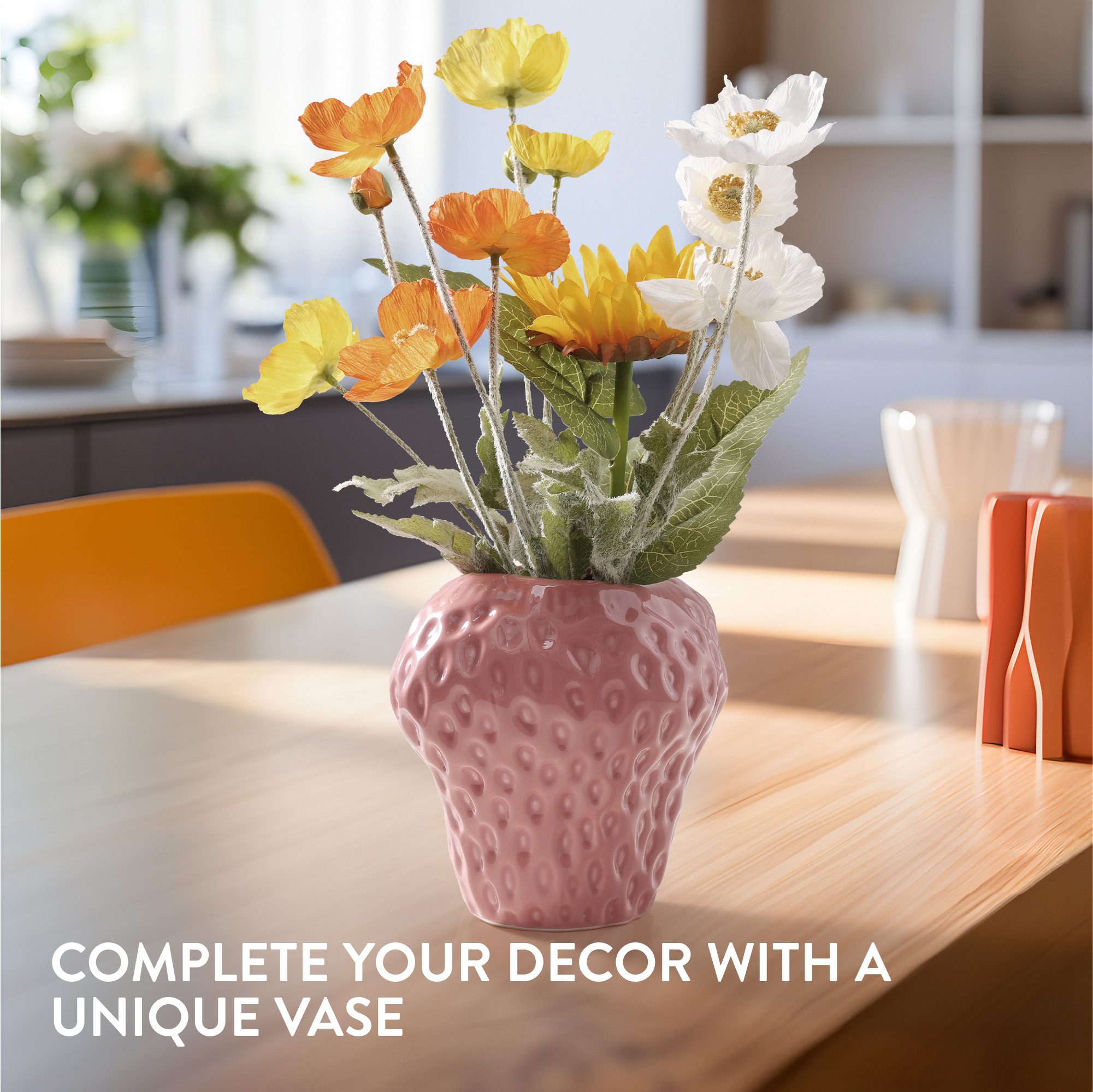 Navaris Dekovase Erdbeer Vase rosa - Deko Blumenvase für Fensterbank Sidebo günstig online kaufen