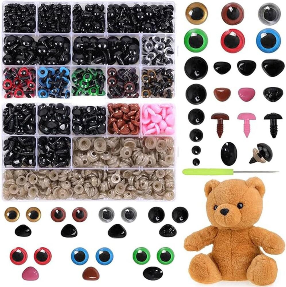 FELIXLEO Kuscheltier Sicherheitsaugen mit Unterlegscheiben für Häkeltiere bunt (915-St)