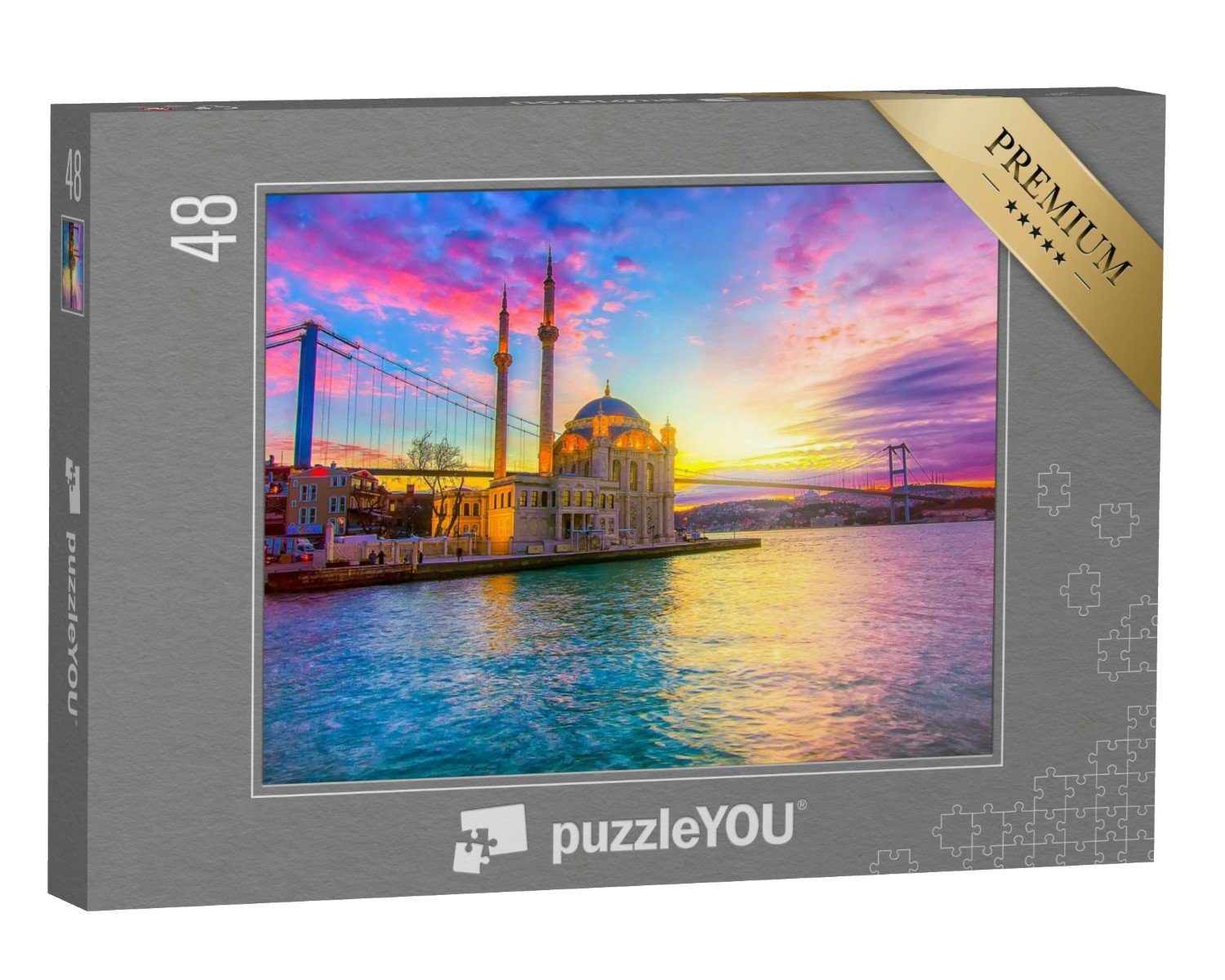 puzzleYOU Puzzle Sonnenaufgang vor der Ortakoy-Moschee in Istanbul, 48 Puzzleteile, puzzleYOU-Kollektionen Türkei, Istanbul