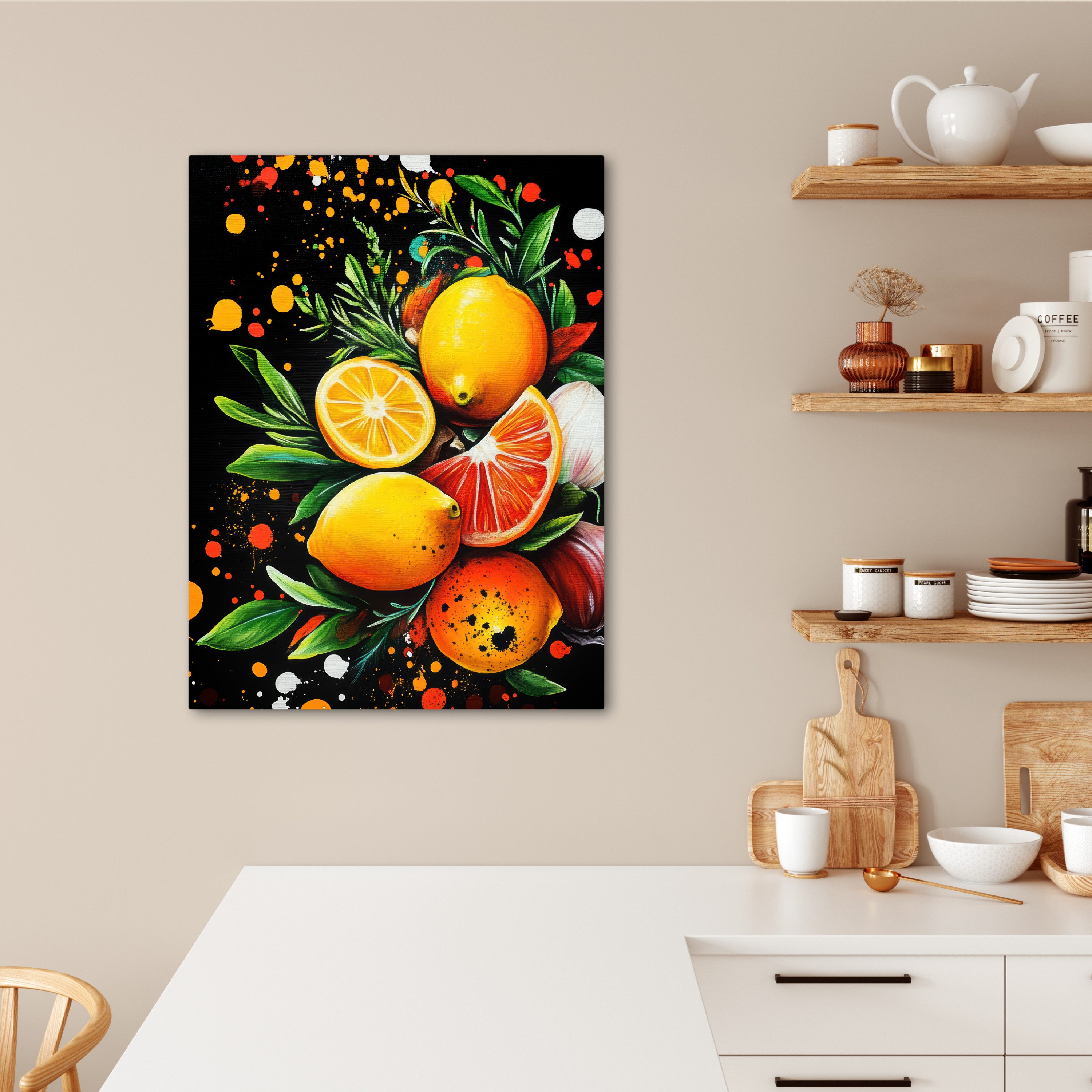 OneMillionCanvasses® Leinwandbild Zitronen - Schwarz - günstig online kaufen