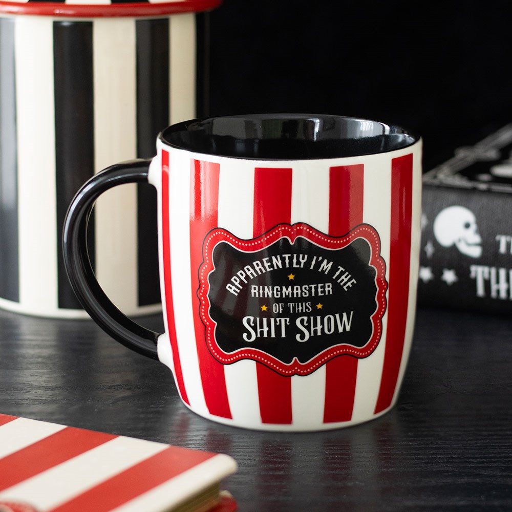 Something Different Tasse Circus Red Striped Ringmaster Mug Gothic Vintage Zirkus Tasse