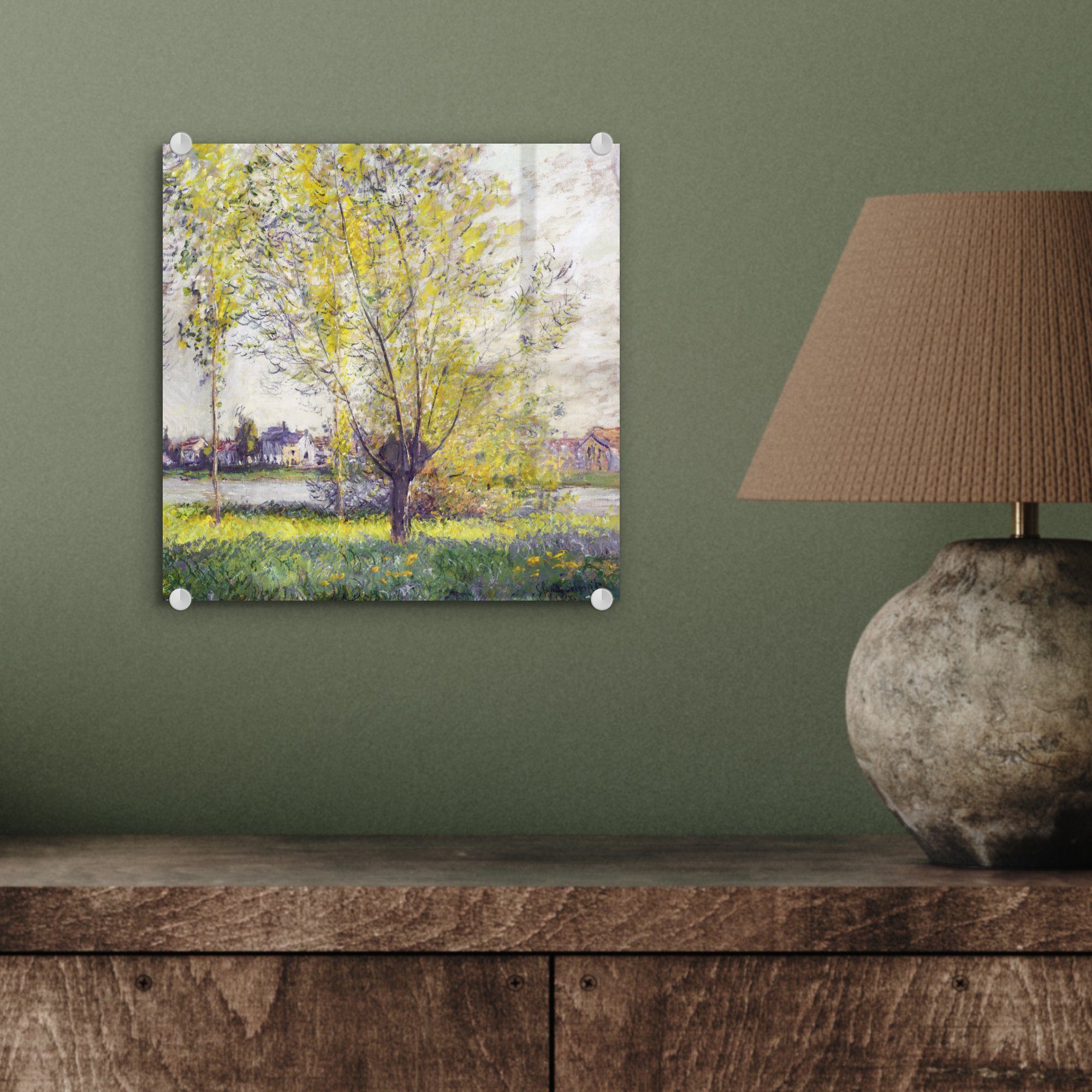 Monet, Weiden - MuchoWow auf Acrylglasbild Foto (1 Bilder auf Die Wandbild - Glasbilder St), Wanddekoration Claude Glas - - Glas