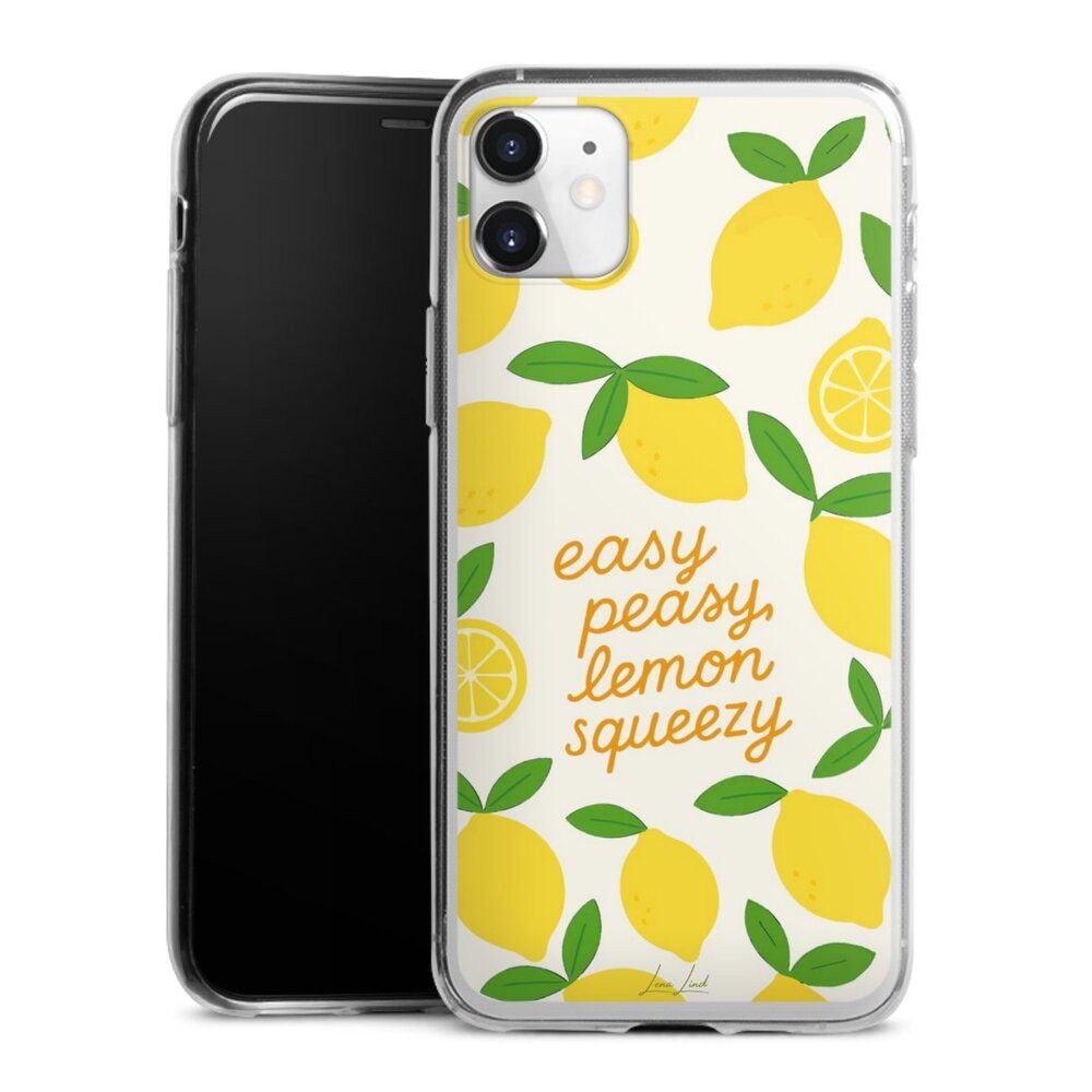 DeinDesign Handyhülle Zitrone Spruch Statement Easy Peasy Lemon Queezy, Apple iPhone 11 Slim Case Silikon Hülle Ultra Dünn Schutzhülle