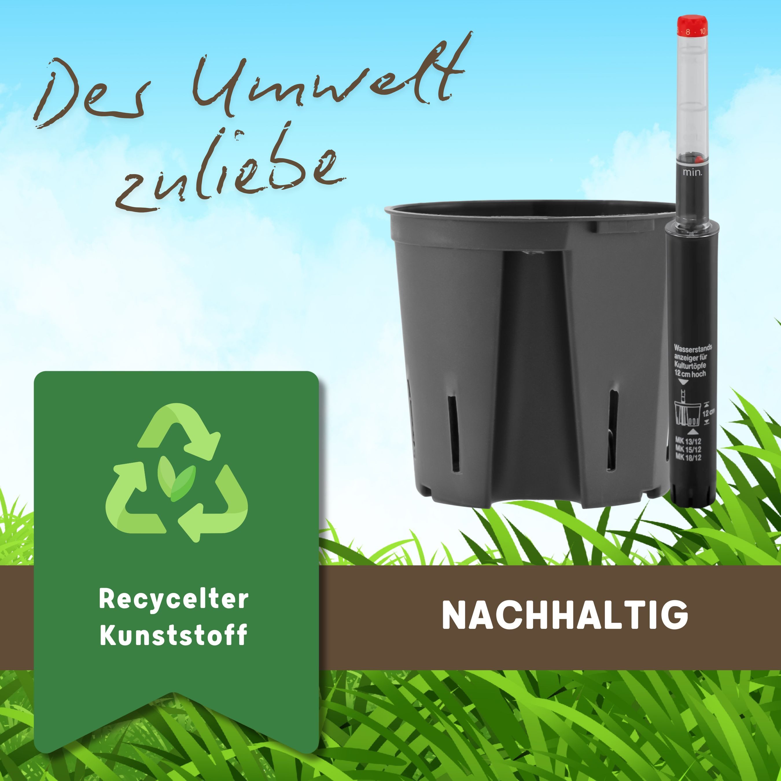 LENI Blumentopf Atlas Übertopf Kunststoff matt Pflanztopf (Starter-Set, mit Hydrokulturtopf und Gießanzeiger), Wasserdichtes Pflanzgefäß – Bild 3 von 5