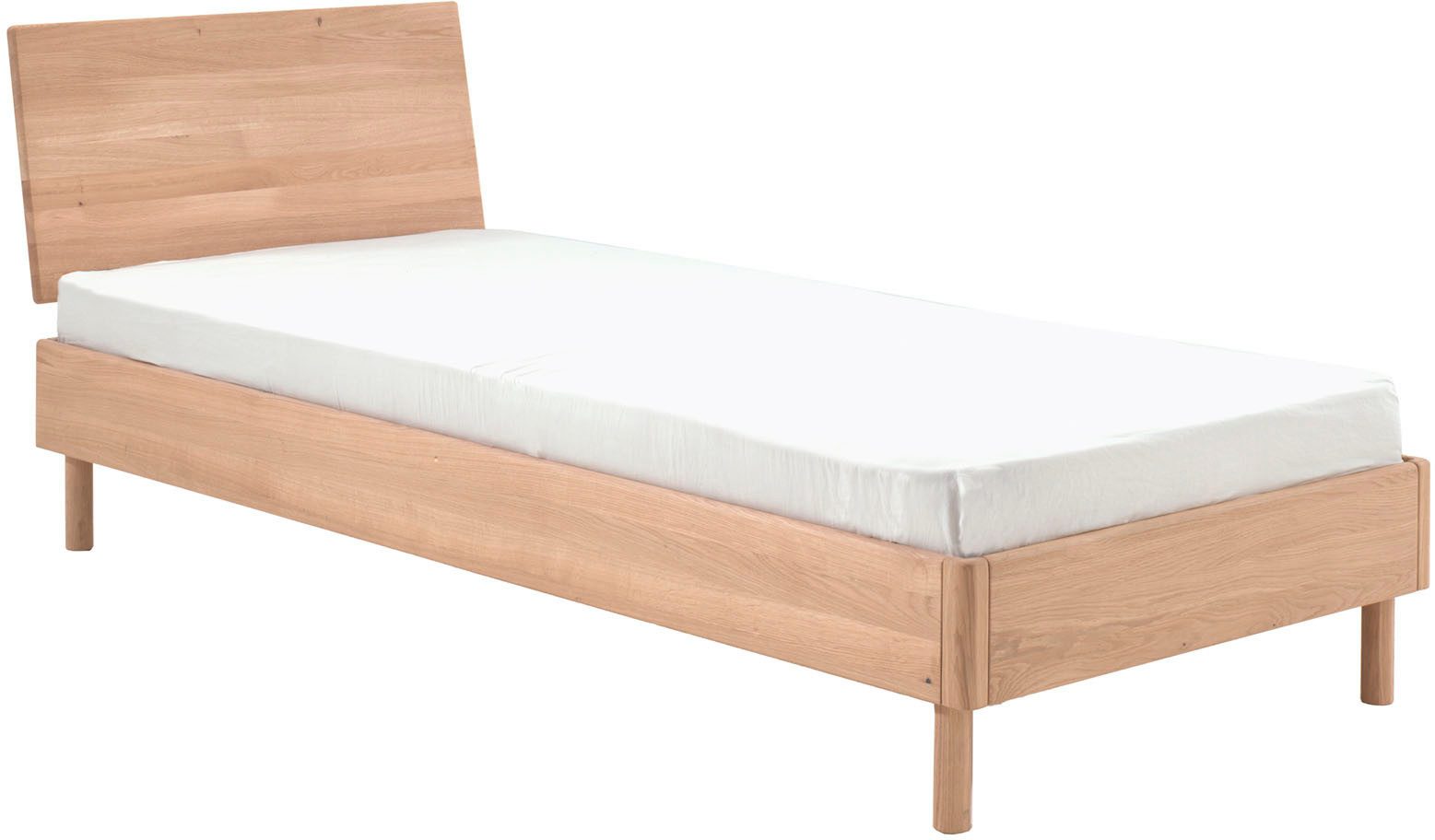 Home affaire Einzelbett Forrest, mit oder ohne Polsterkopfteil, in modernem Design (Liegefläche 90x200 cm inkl. Massivholz Rolllattenrost), wahlweise in Buche oder Eiche massiv, stabil und hochwertig gebaut