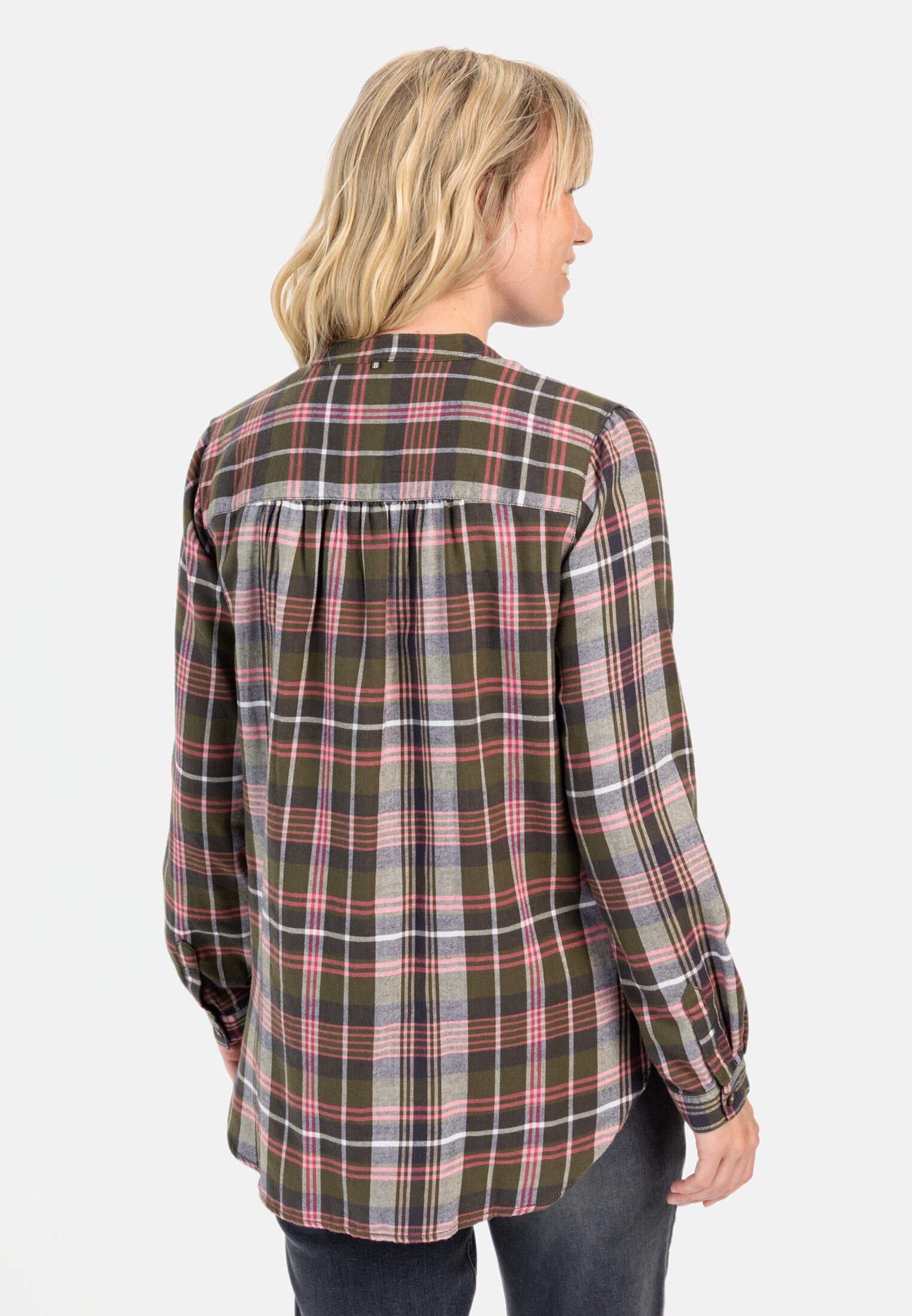 camel active Hemdbluse mit Stehkragen Langarm Stehkragen kariert günstig online kaufen