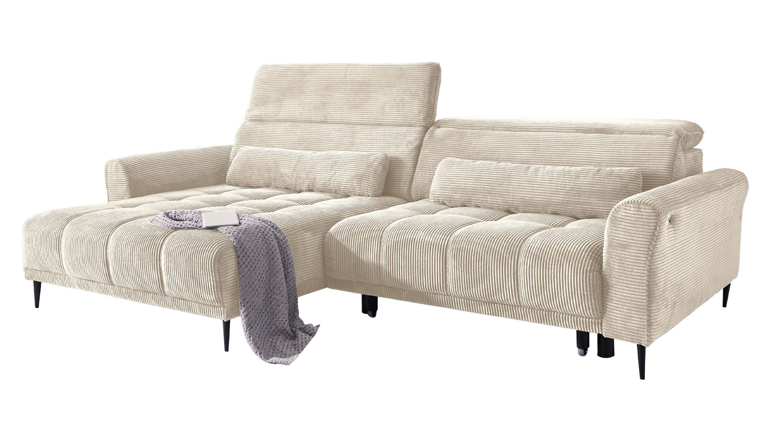 Massivart® Ecksofa LOGAN Cord grau, beige, günstig online kaufen