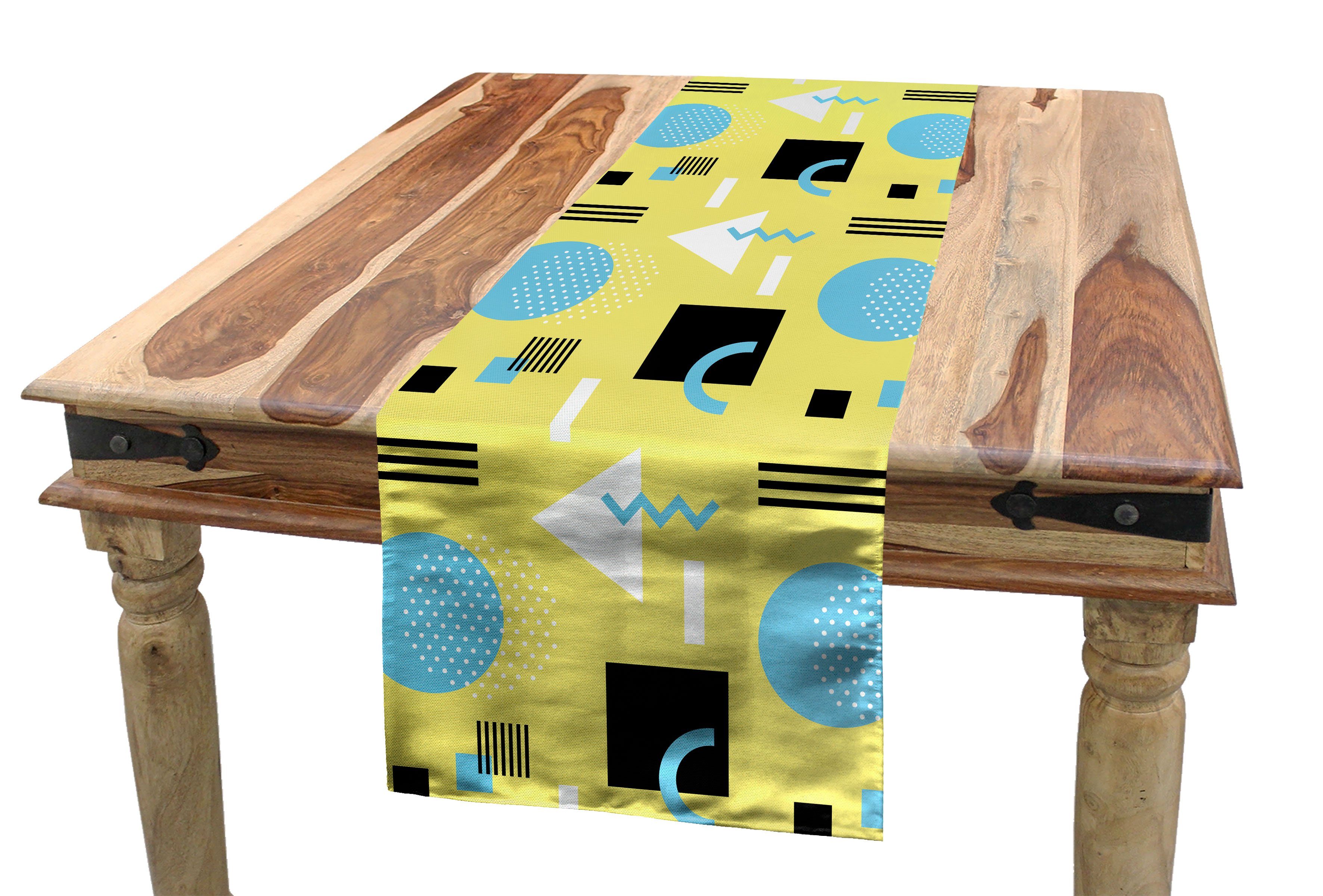Abakuhaus Tischläufer Esszimmer Küche Rechteckiger Dekorativer Tischläufer, Abstract Memphis-Stil, Geometrische