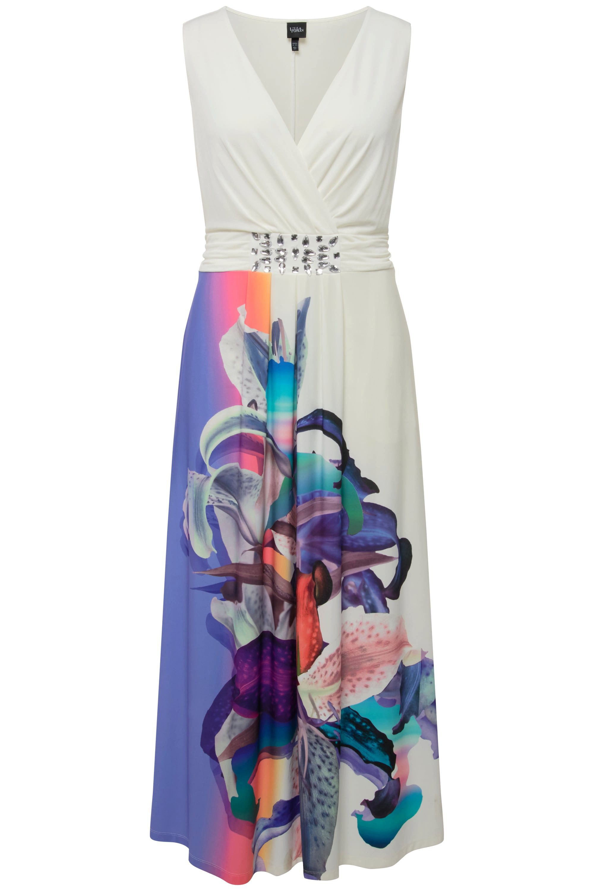 Ulla Popken Cocktailkleid Maxikleid Wickeloptik A-Linie günstig online kaufen
