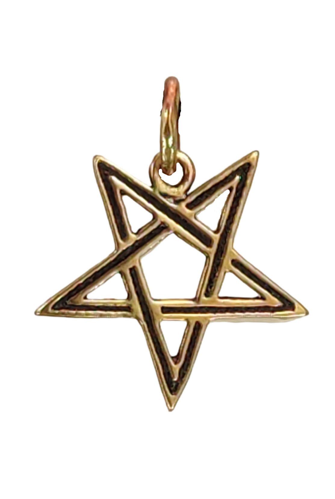 Kiss of Leather Kettenanhänger Bronze Drudenfuß Luzifer Satan Magie Pentagramm Hexe