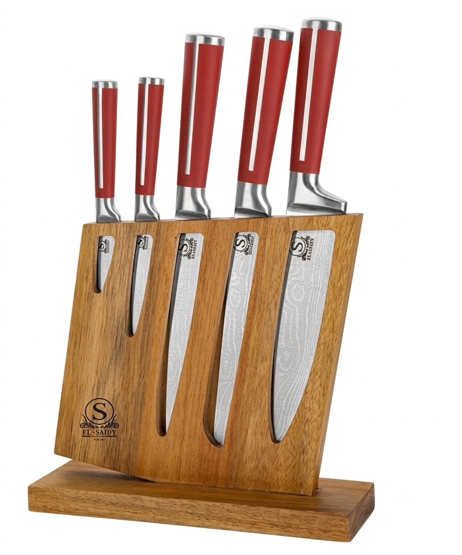 Cheffinger Messerblock Messerständer Messerset Holz Messerblock bestückt 6-tlg Cheffinger