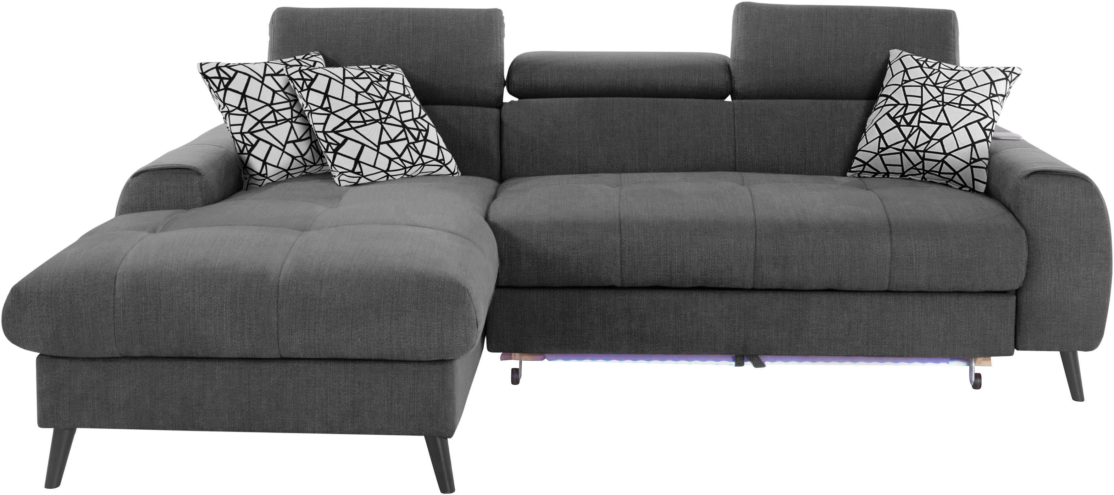 COTTA Ecksofa "Mia L-Form mit 3 Zierkissen", wahlweise mit Bettfunktion, Be günstig online kaufen