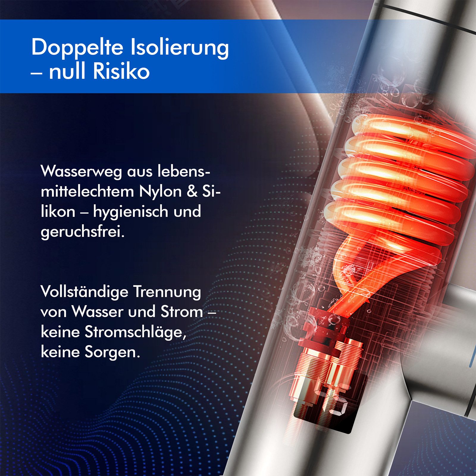 HOMELODY Küchenarmatur Elektrischer Wasserhahn mit Durchlauferhitzer und Digitalanzeige 3300W Sofort Warmwasserhahn für Küche aus Edelstahl mit G3/8 Anschluss – Bild 2 von 5