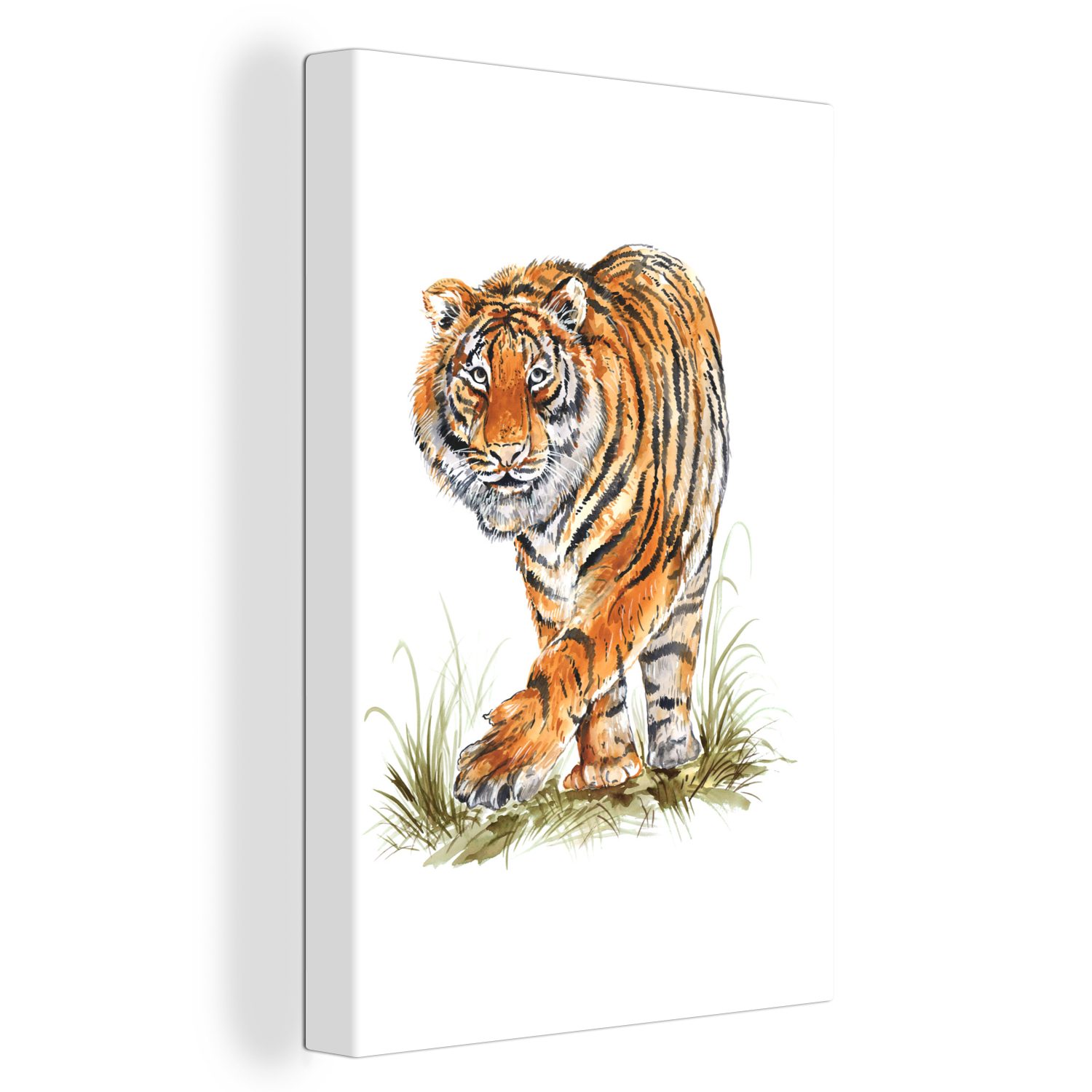 OneMillionCanvasses® Leinwandbild Tiger - Beine - Gras, (1 St), Leinwandbild fertig bespannt inkl. Zackenaufhänger, Gemälde, 20x30 cm