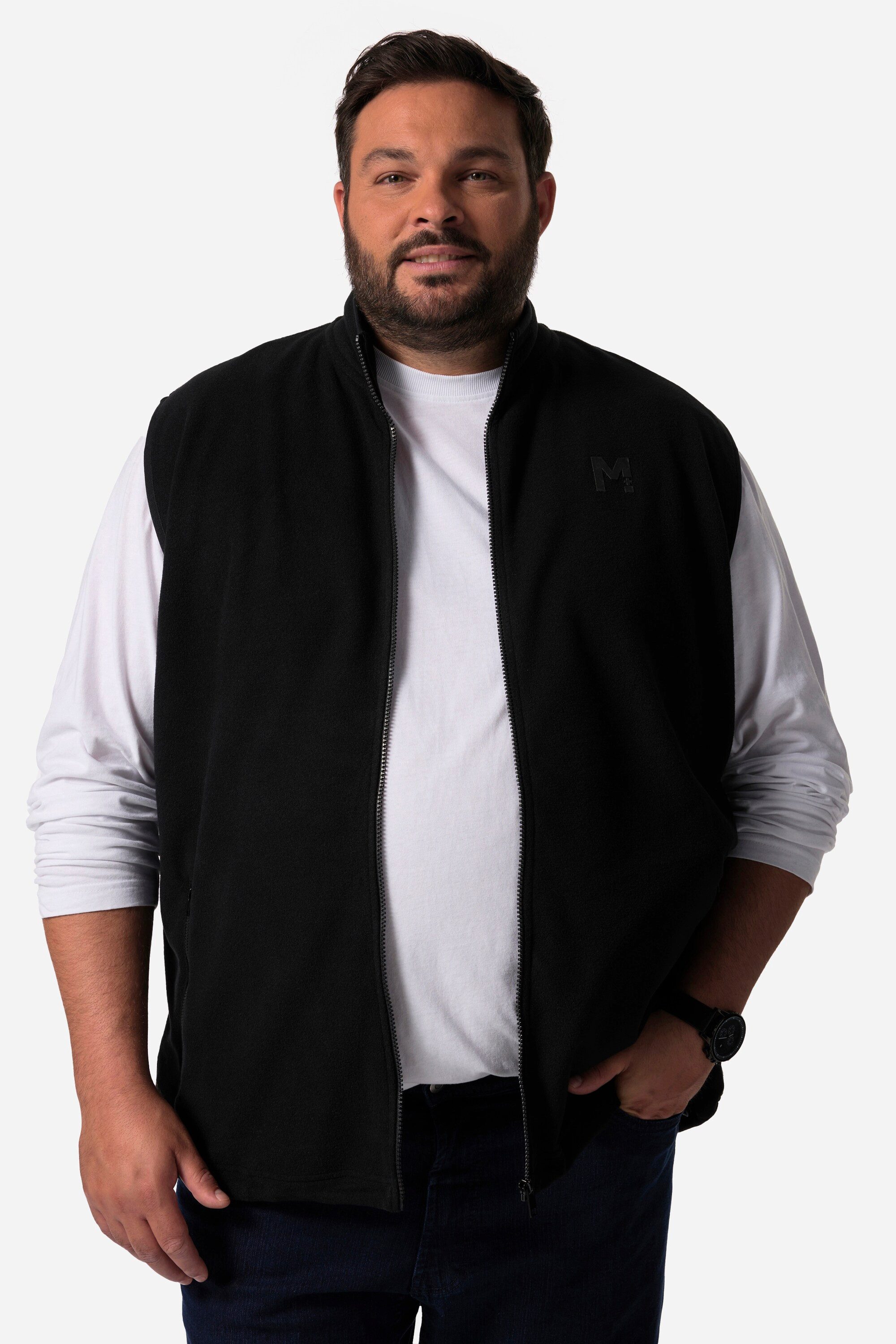 Men Plus Steppweste Fleeceweste Stehkragen günstig online kaufen