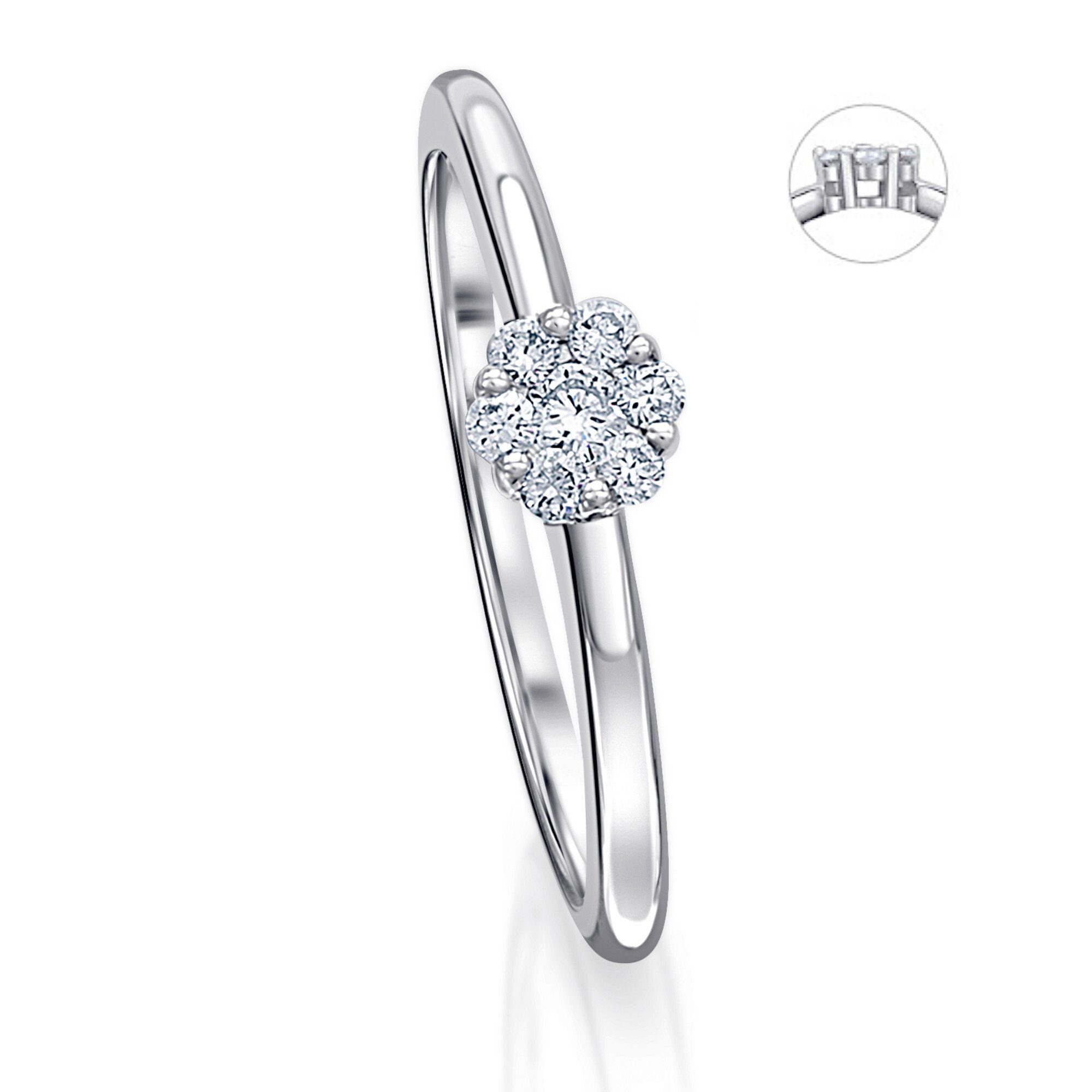 ONE ELEMENT Diamantring 0,15 Schmuck Weißgold, Damen Gold aus Invisible 585 ct Brillant Diamant Invisible Ring