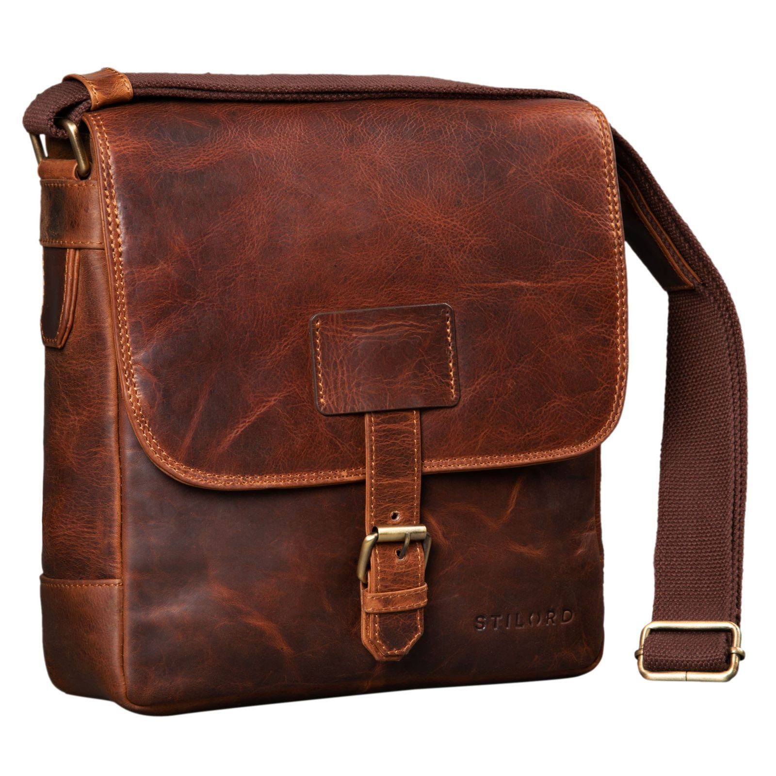 kara STILORD cognac Bag Herrentasche Leder Messenger - Messenger Bag "Bennet"