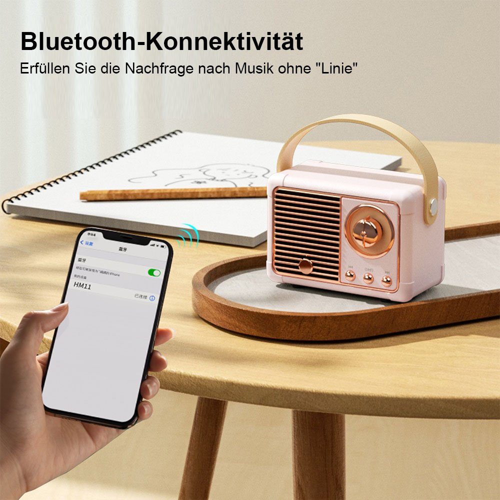 Bluetooth-Lautsprecher Bluetooth, Radio Retro-Radio MOUTEN mit nostalgisches blau