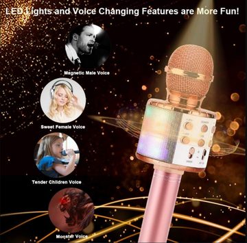 Gontence Mikrofon Bluetooth Karaoke Mikrofon Mikrofon Kinder Kabellos Spielzeug (Kinder ab 3-12 Jahre Geschenk Mädchen Mikrofon mit Lautsprecher Stimmenverzerrer), kompatibel mit Android, iOS, PC
