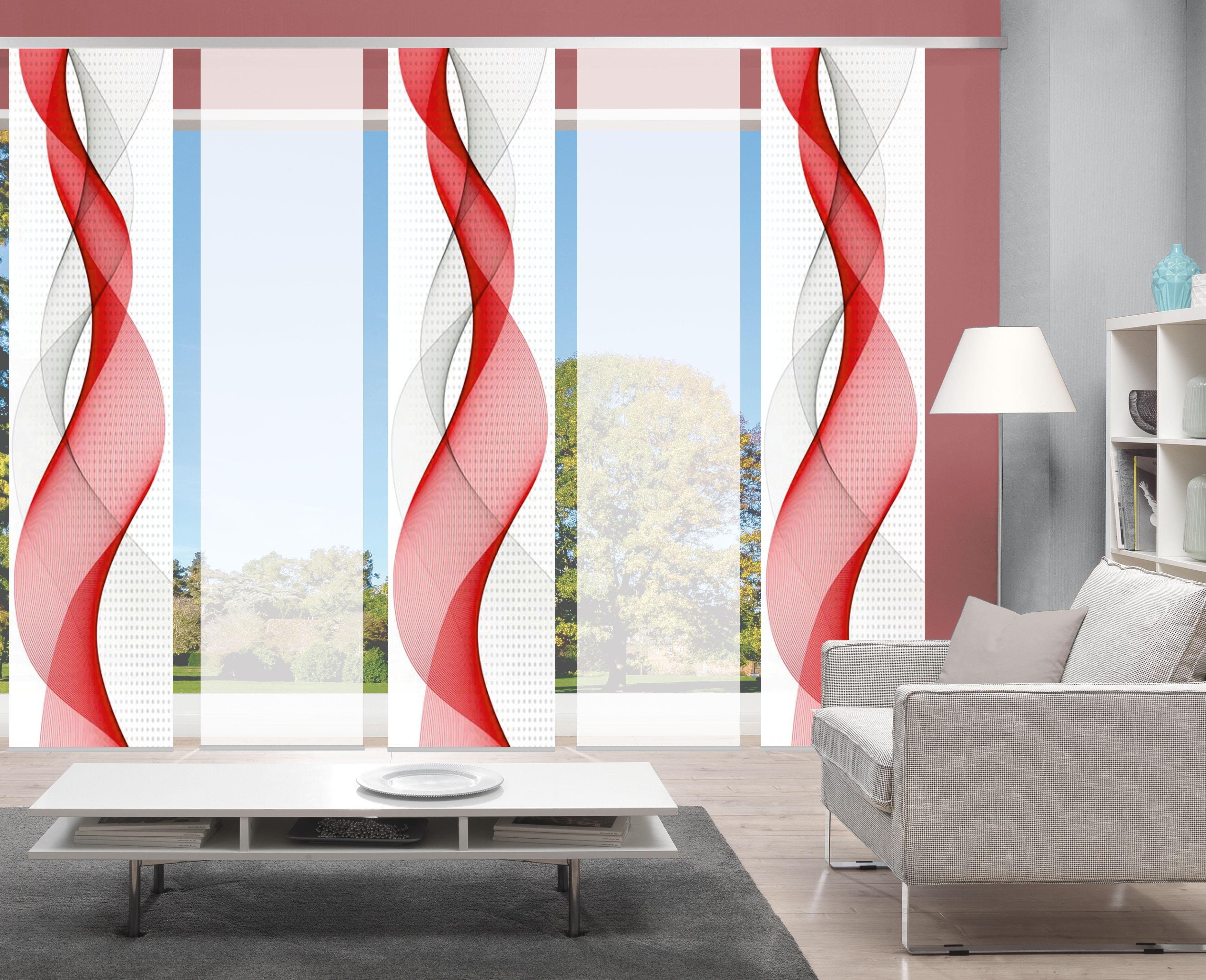 HOME WOHNIDEEN Schiebegardine OPALIA 5ER SET (5 St), Paneelwagen, halbtransparent, Microfaser, HxB: 245x60