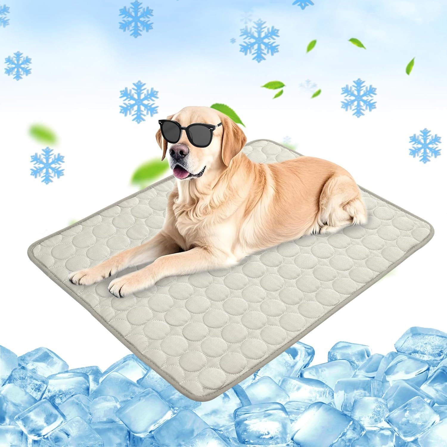 FOUORTUNATE-BEE Hundematte Kühlmatte für Haustiere, selbstkühlend für Hund & Katze, Sommer Kühlmatte für Tiere, für Auto & Outdoor geeignet