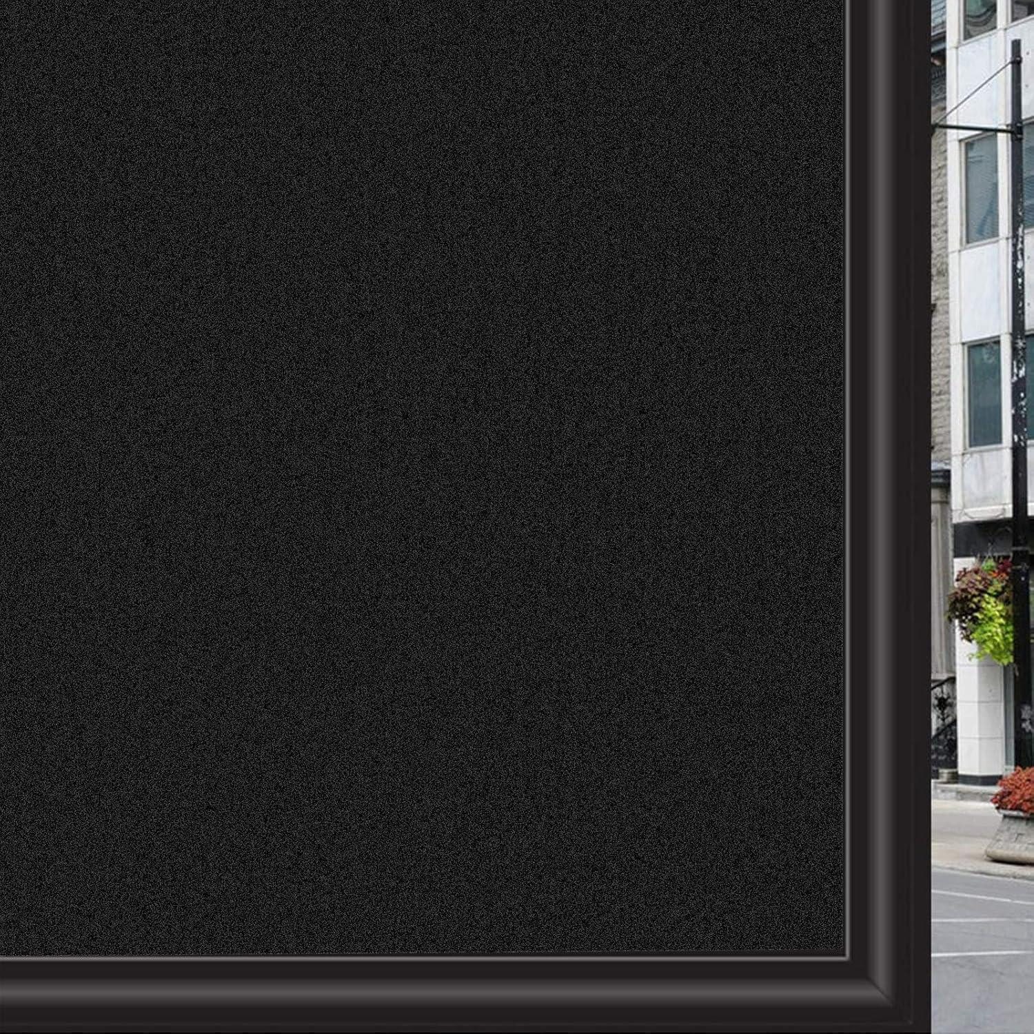 LuxusKollektion Fensterfolie Fensterfolie Blickdicht Milchglas Lichtdicht 90 x 200 cm Schwarz Matt