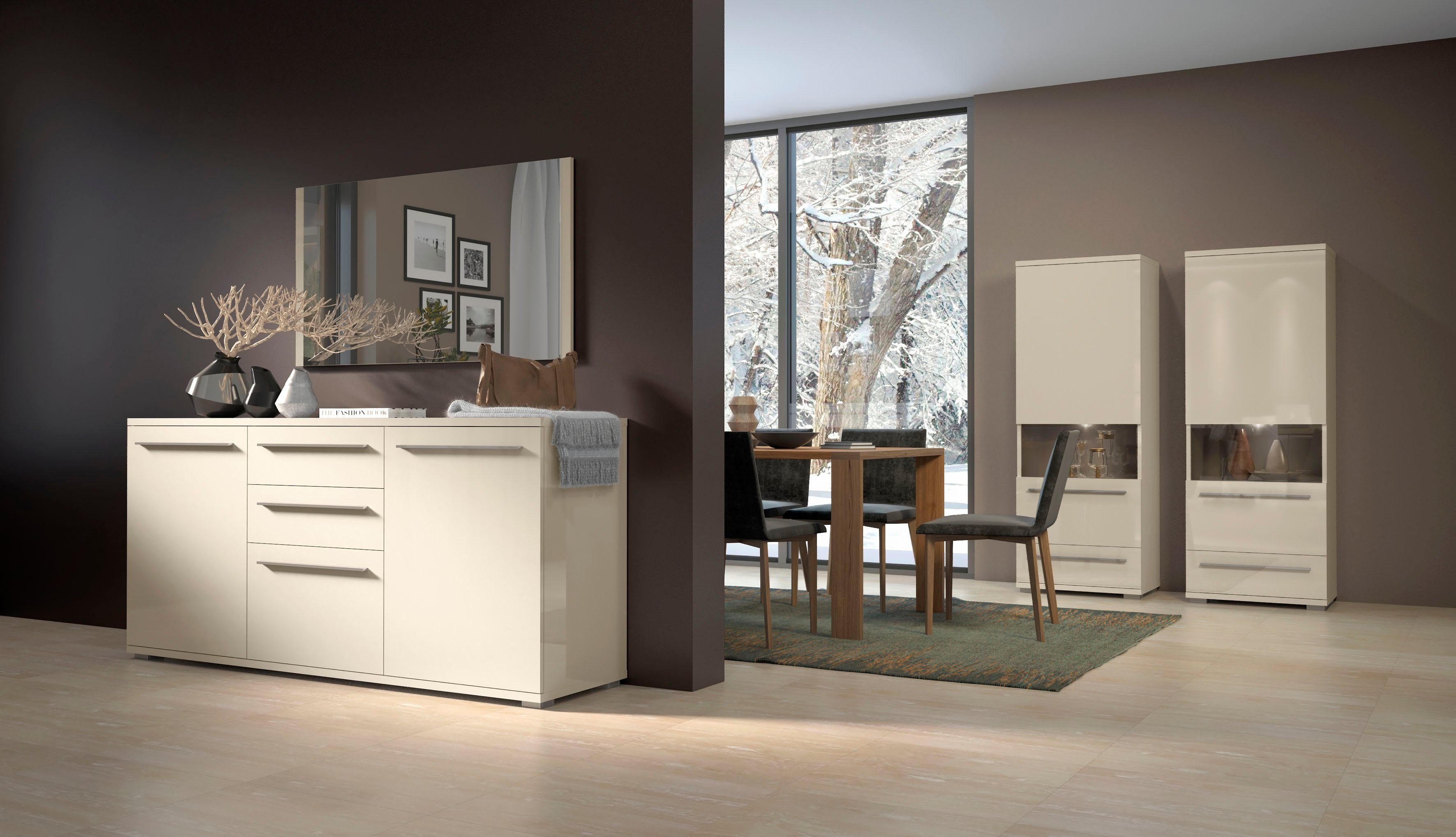 OTTO home Kommode Piano (H/B/T): 84,6/150/45,2cm), Hochglanz UV lackiert, Soft-Close Funktion