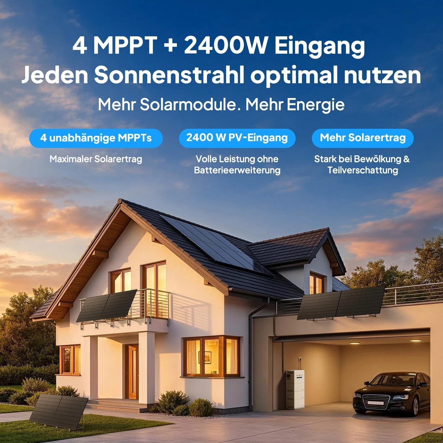 BLUETTI Balkonkraftwerk BLUETTI Balco 260 2.400 W PV-Eingang, 2.560 Wh LiFePO4 Stromspeicher, 4 MPPT, Solaranlage, WLAN & Bluetooth – Bild 3 von 5